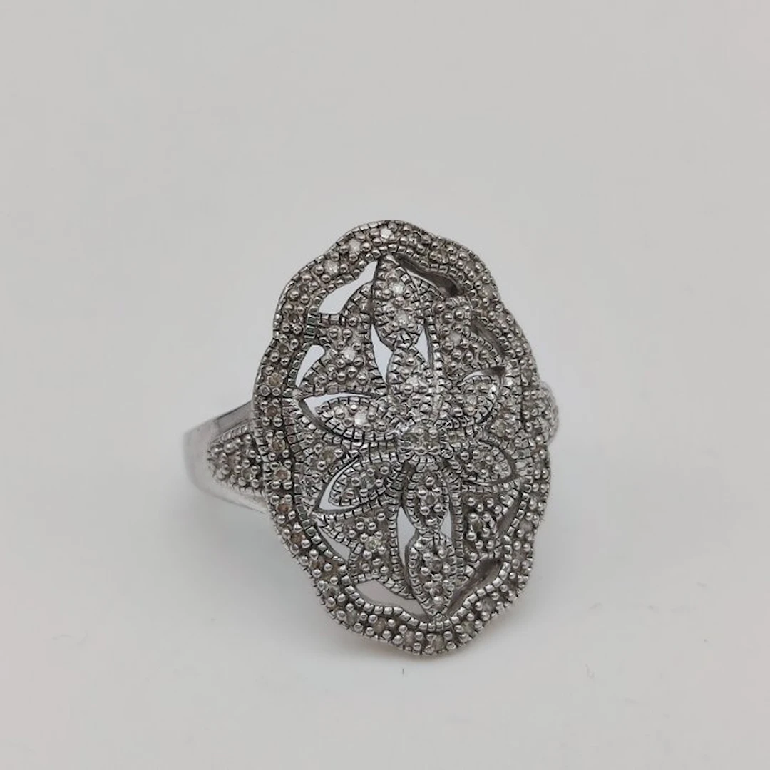 No reserve price - Ring Silver - 0.05ct. tw. Diamond (Natural)