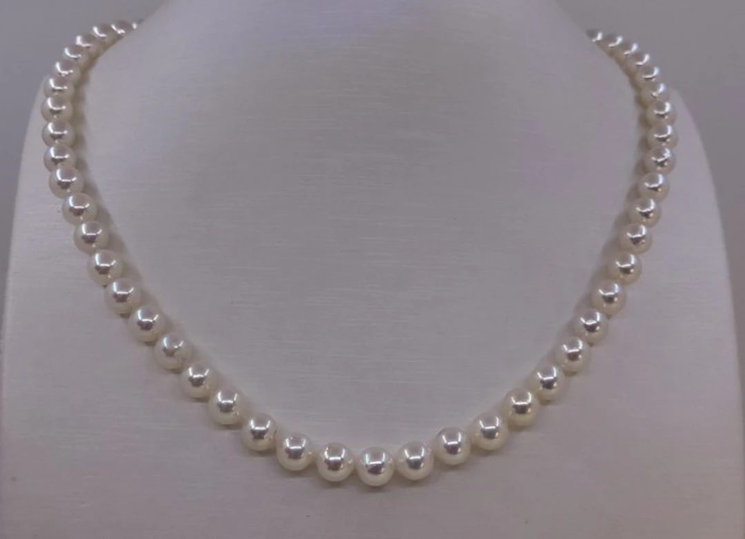 No reserve price - Necklace 6.5x7mm Akoya Pearls