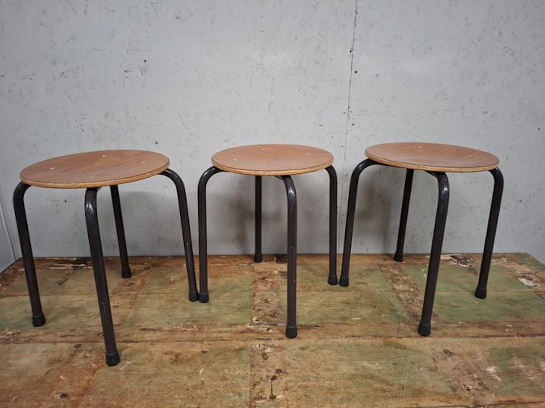 Stool - Metal, Wood - School stools 3x