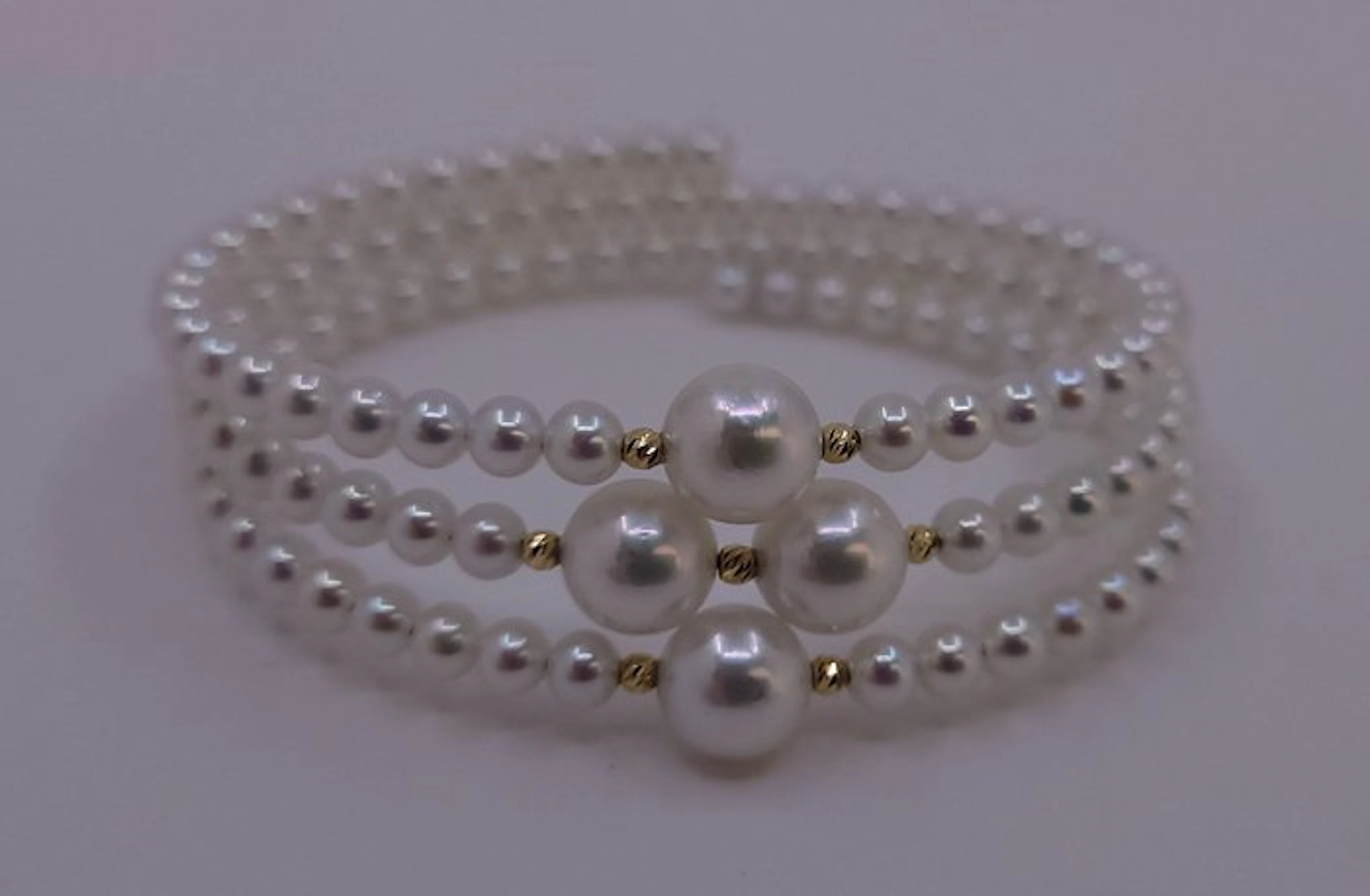 Bracelet - 18 kt. Yellow gold - 4x8.5mm Akoya Pearls