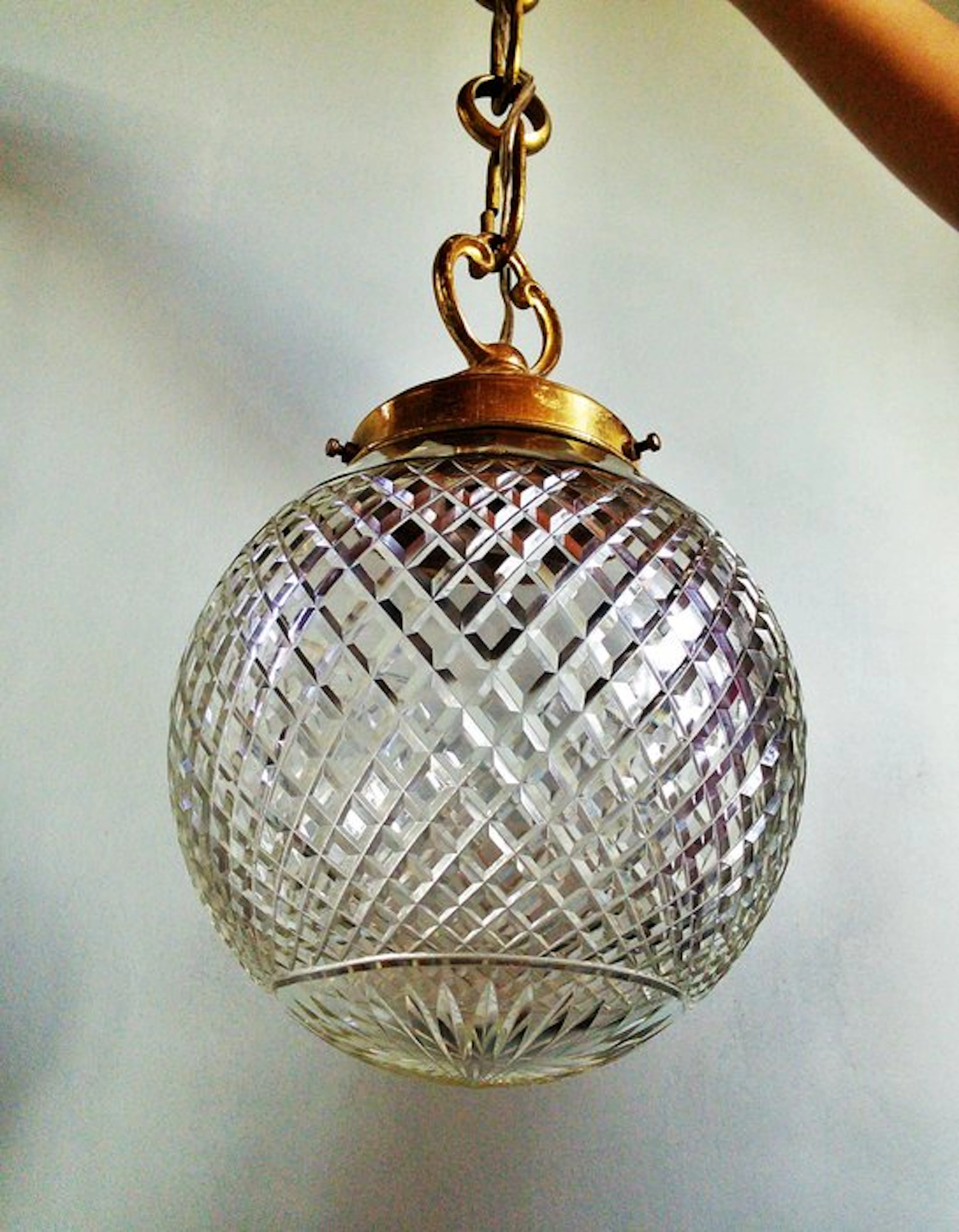 Lamp - Faceted crystal hall lamp - classic design - Crystal, Copper
