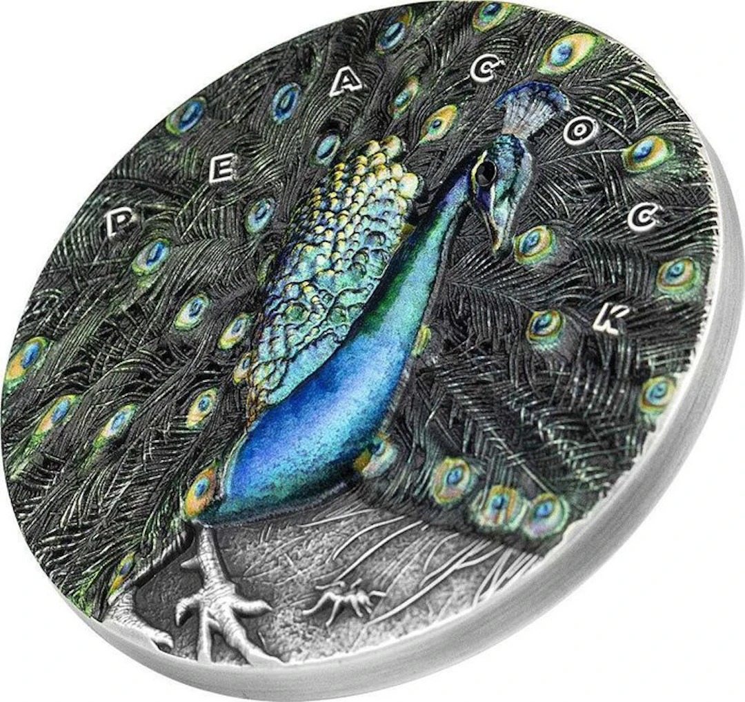 Niue. 7 Dollars 2022 Amazing Animals - Peacock, 3 Oz (.999)