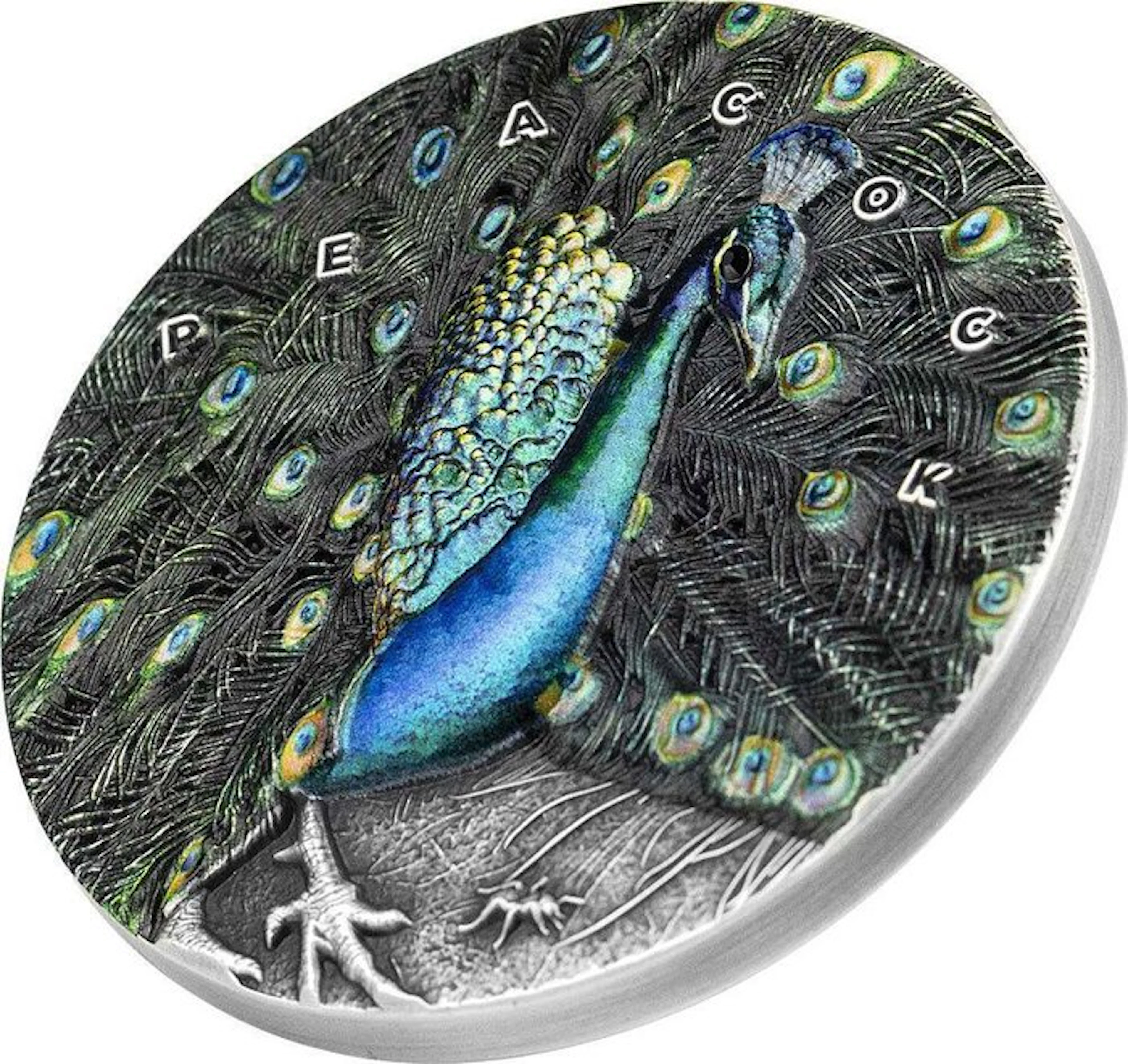 Niue. 7 Dollars 2022 Amazing Animals - Peacock, 3 Oz (.999)