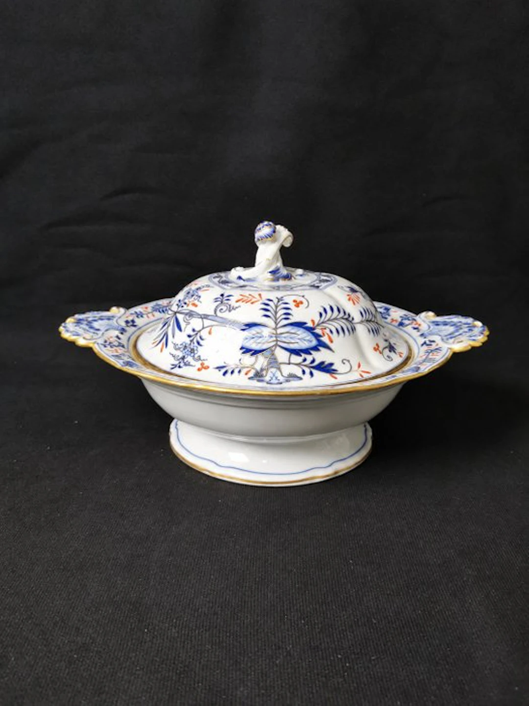 Meissen - Ricca Nobile Cipolla Blu rossa e oro - Zuppiera...