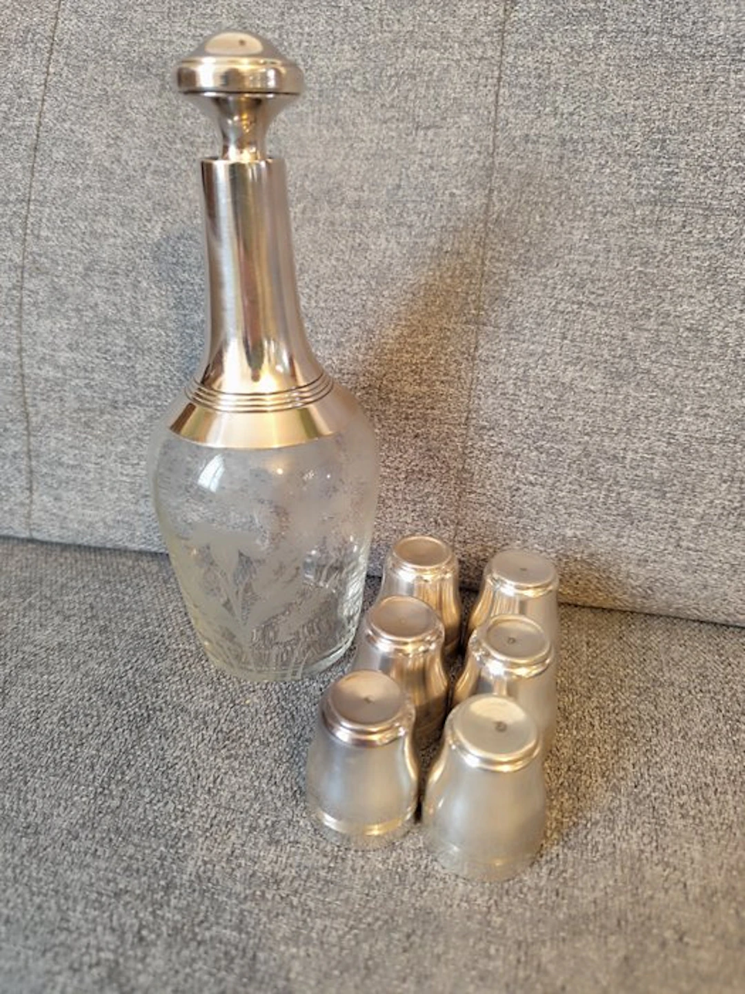 Liquor set (7) - silver metal - Art Deco