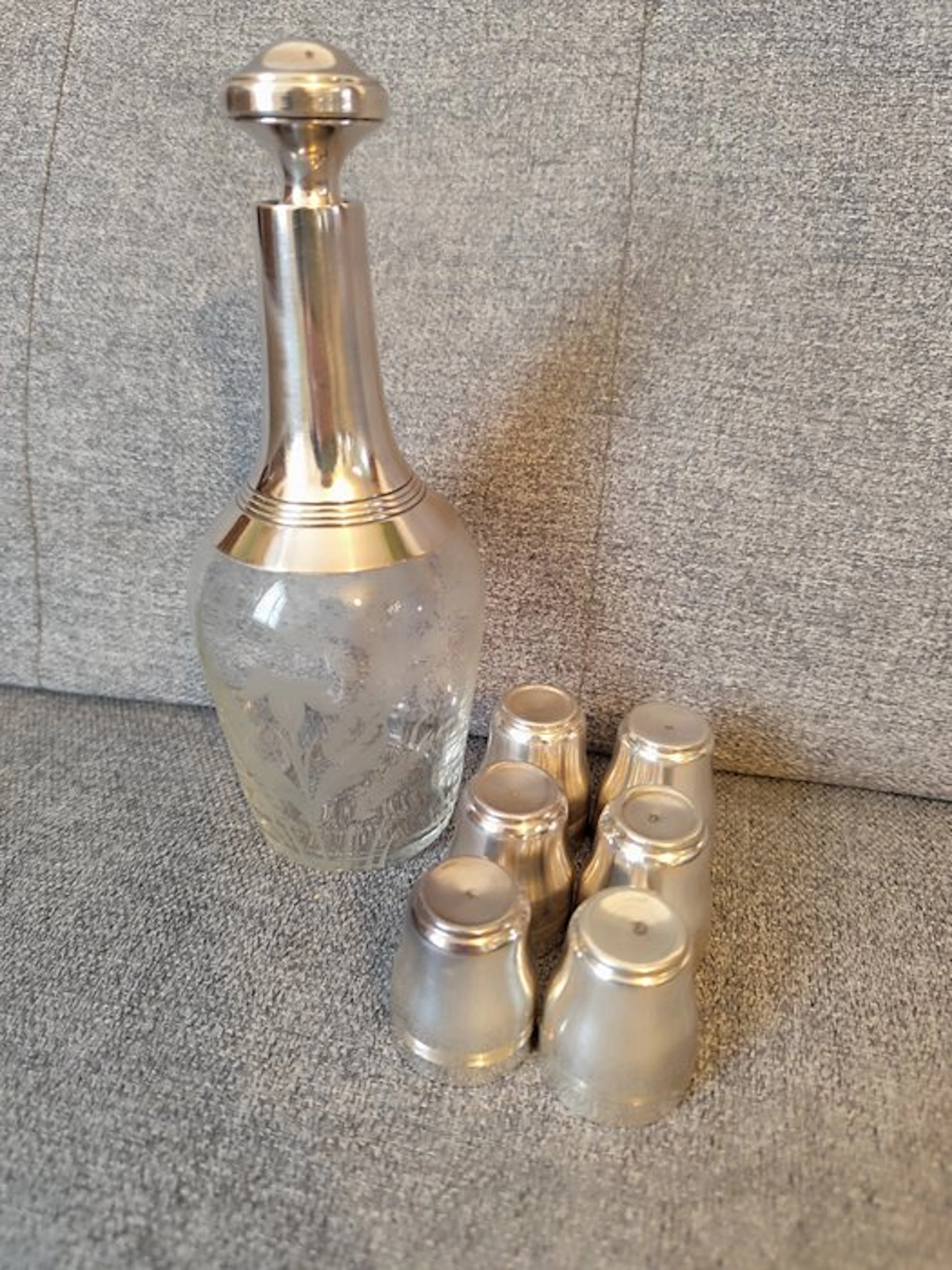 Liquor set (7) - silver metal - Art Deco