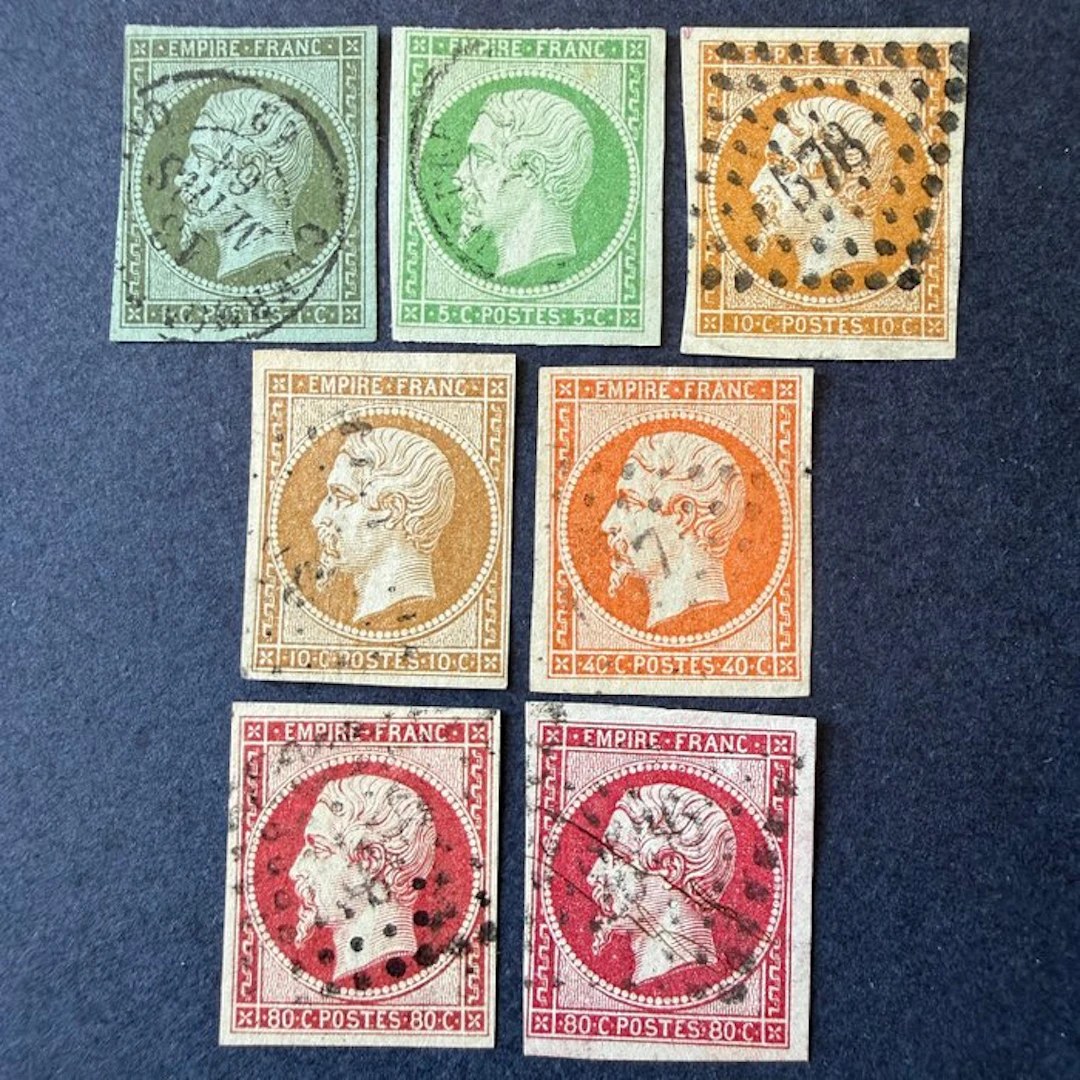 France - Yvert 11/17B 'Napoleon Empire' cancelled. Catalogue value 392 euros.