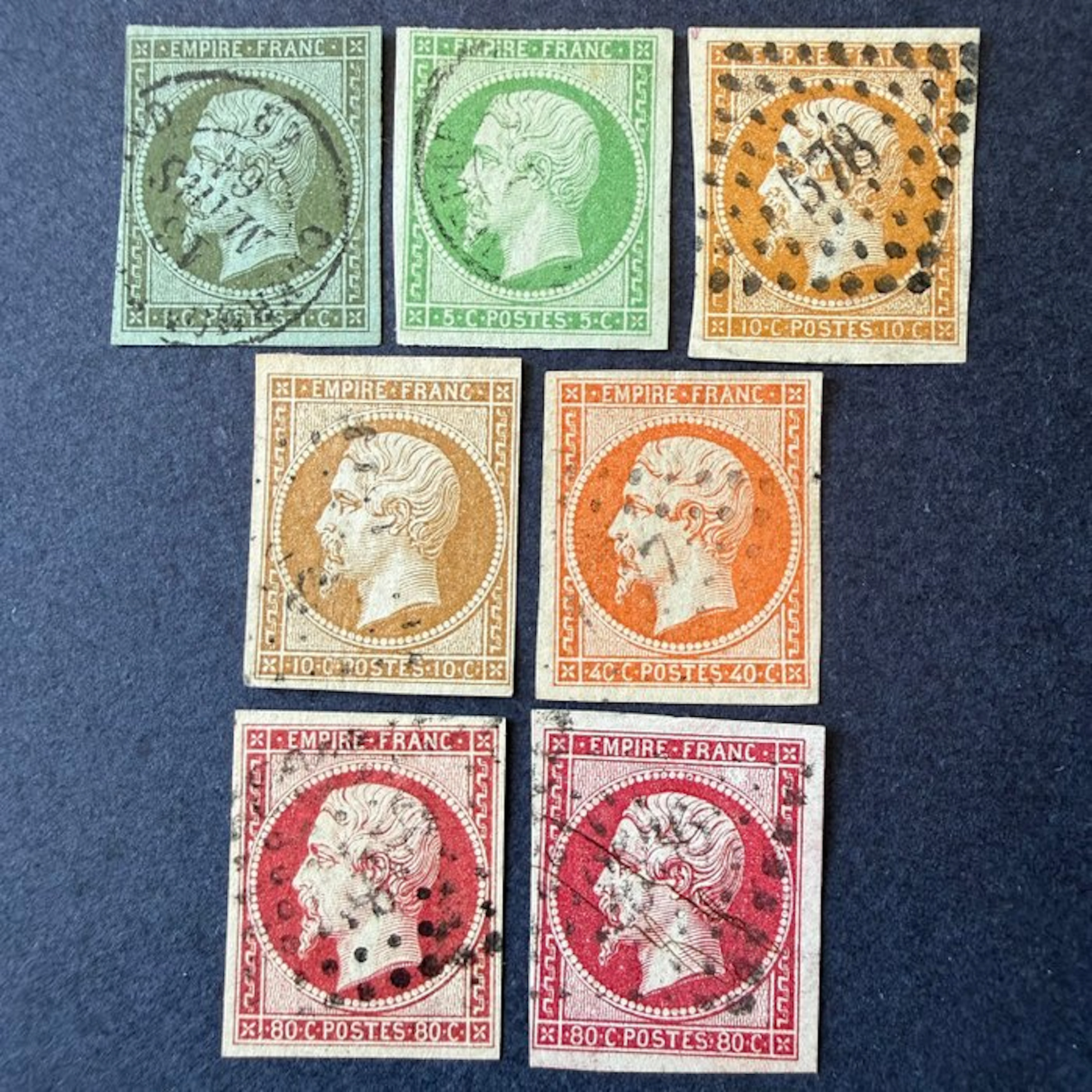 France - Yvert 11/17B 'Napoleon Empire' cancelled. Catalogue value 392 euros.