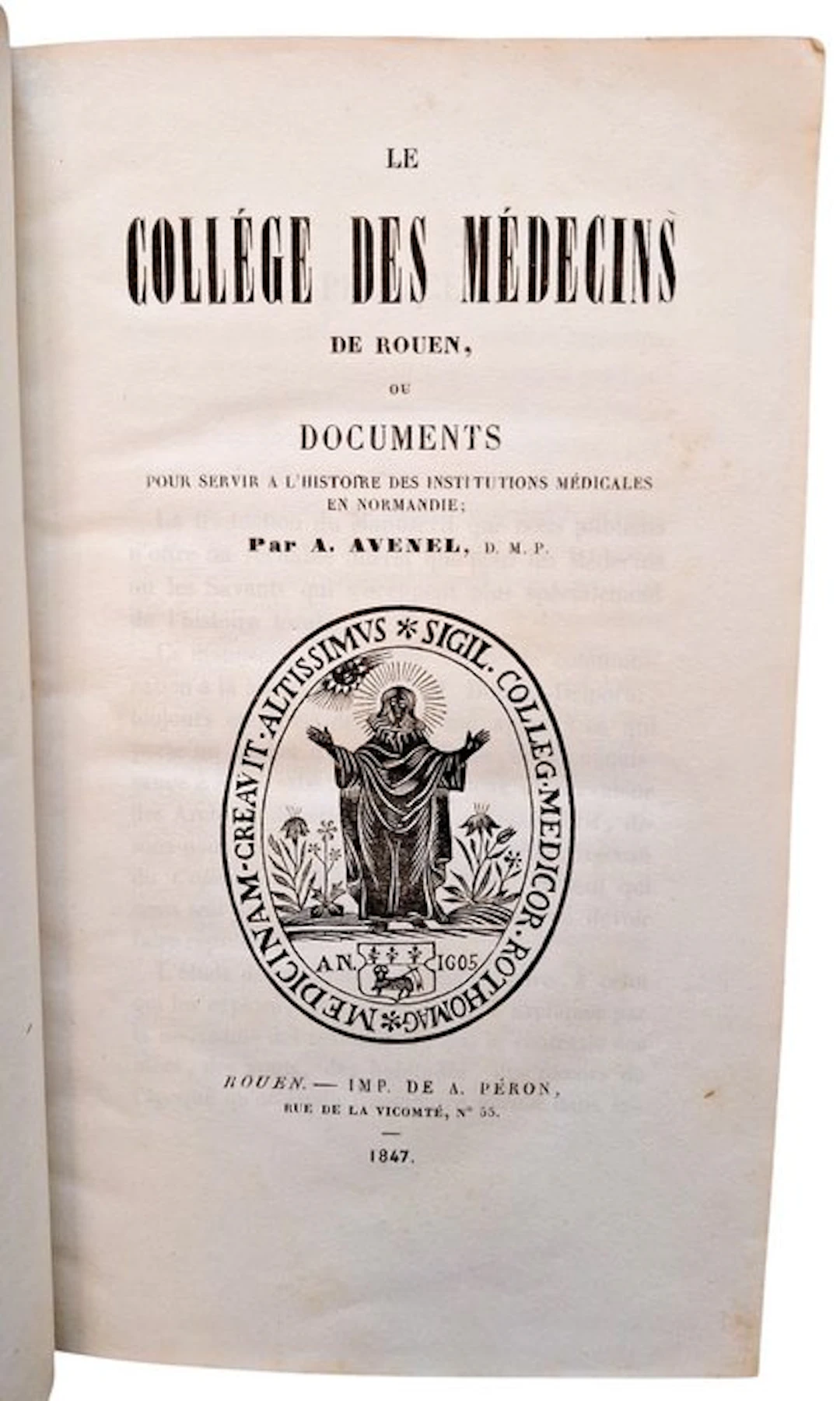 Avenel - Le Collége des Médecins de Rouen - 1847