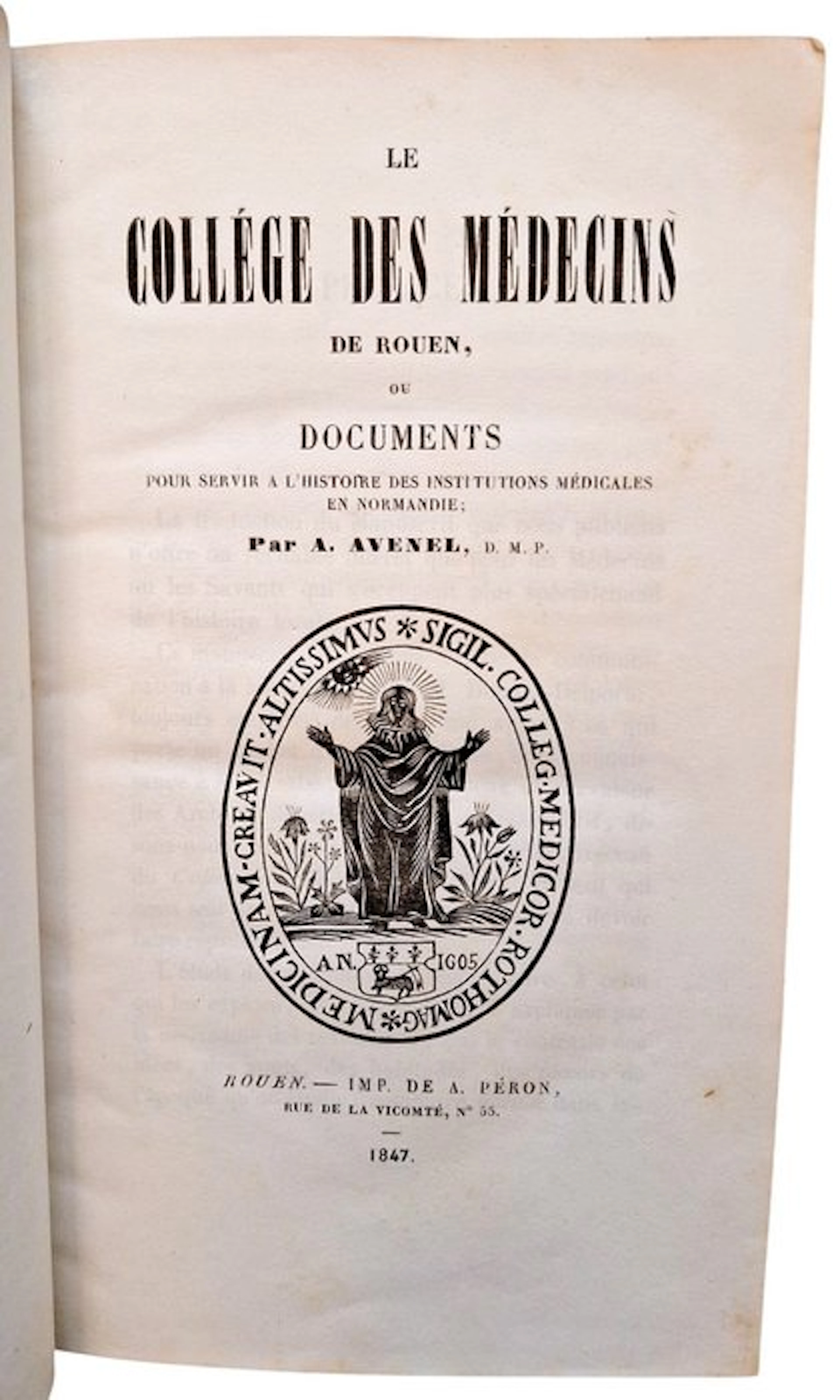 Avenel - Le Collége des Médecins de Rouen - 1847