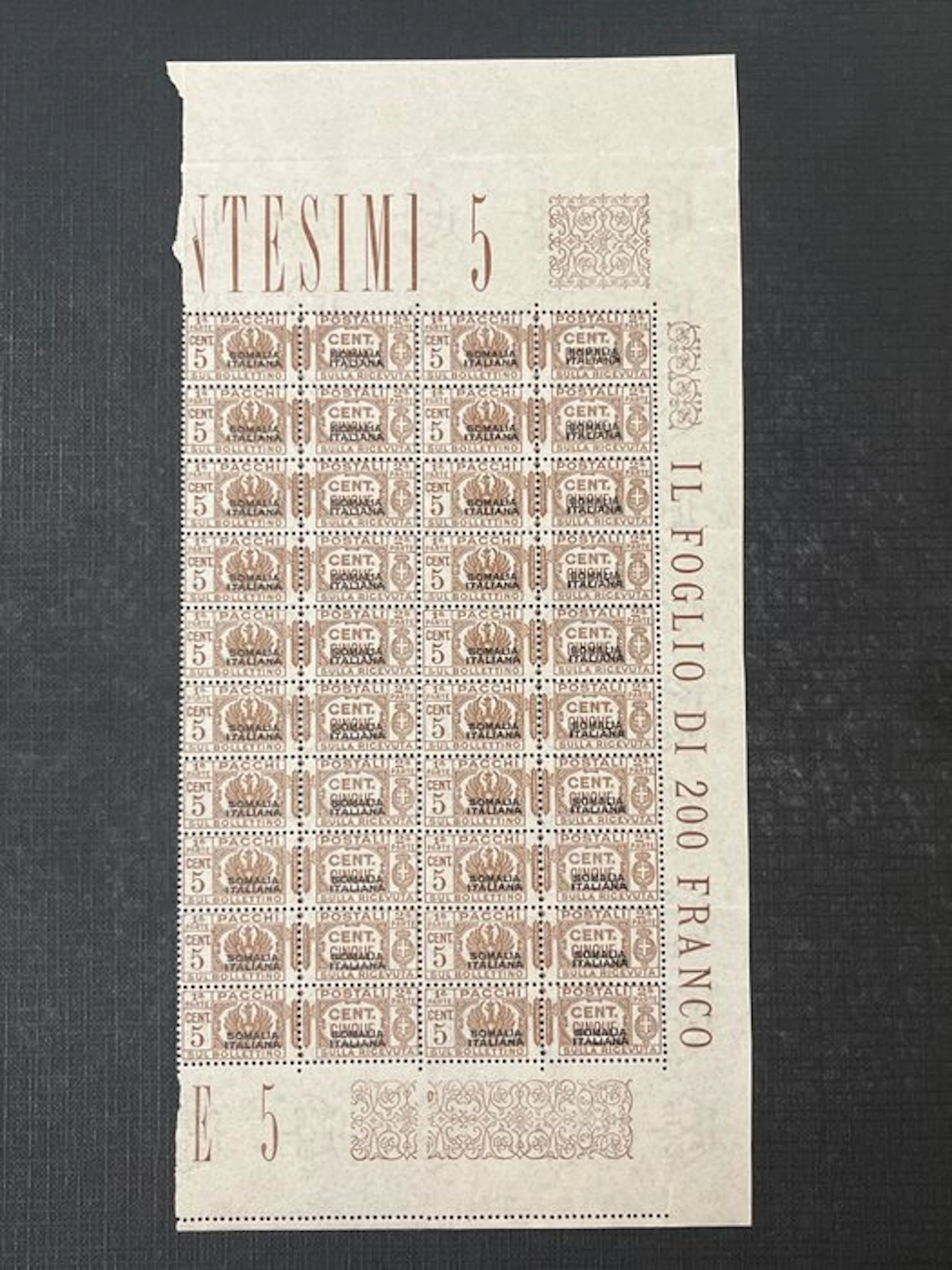 Italy 1928 - Italian Somaliland overprinted parcel-post stamps