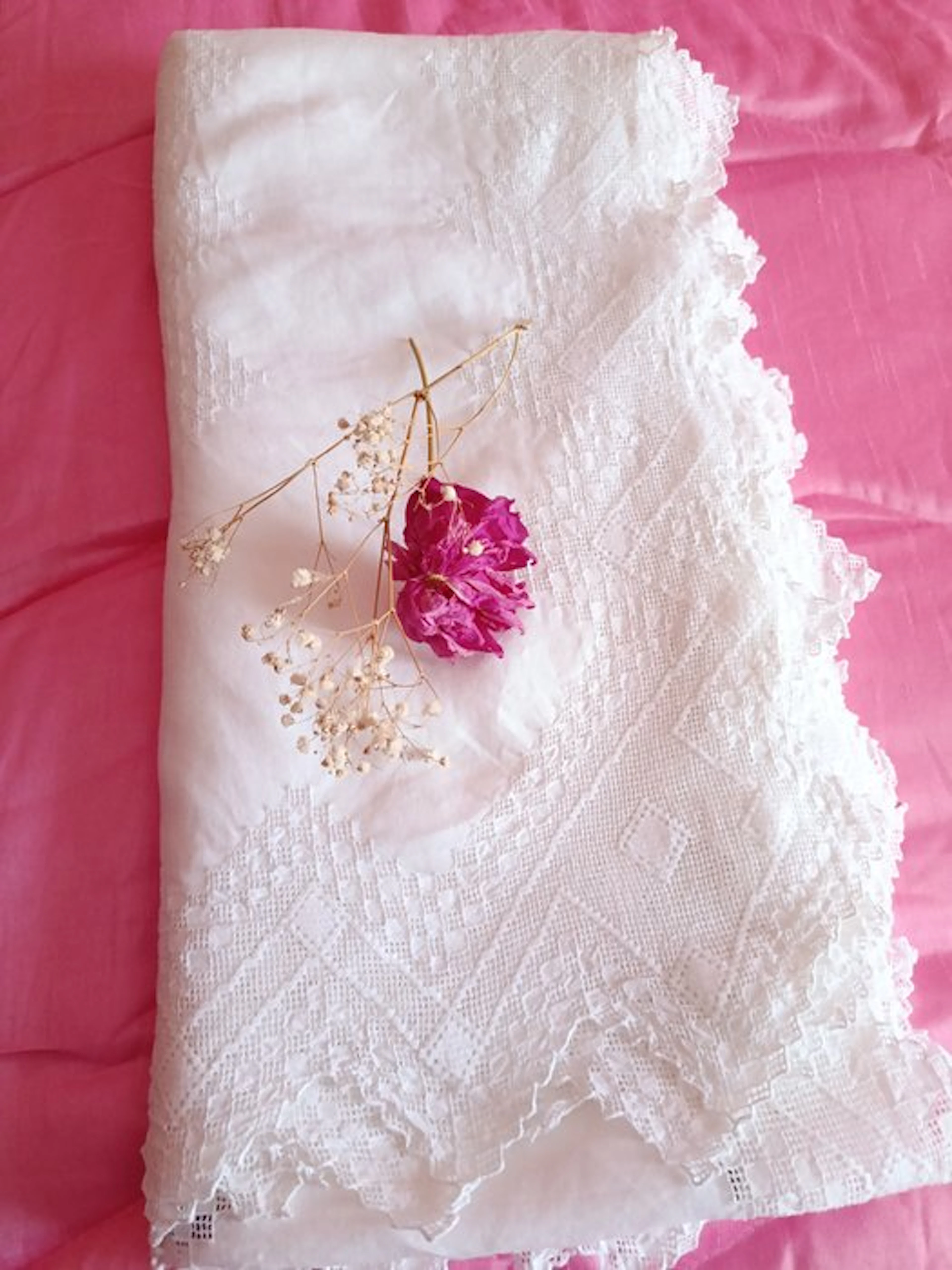 Bedspread - 240 cm - 240 cm - Hand-strung Sicilian