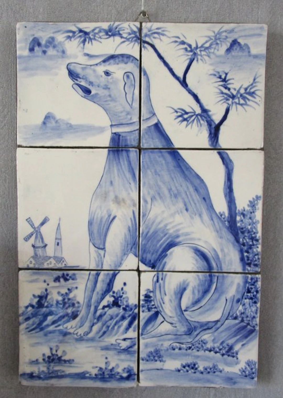 Antique Tile - Beautiful, stately dog. - Antique - 1800-1850