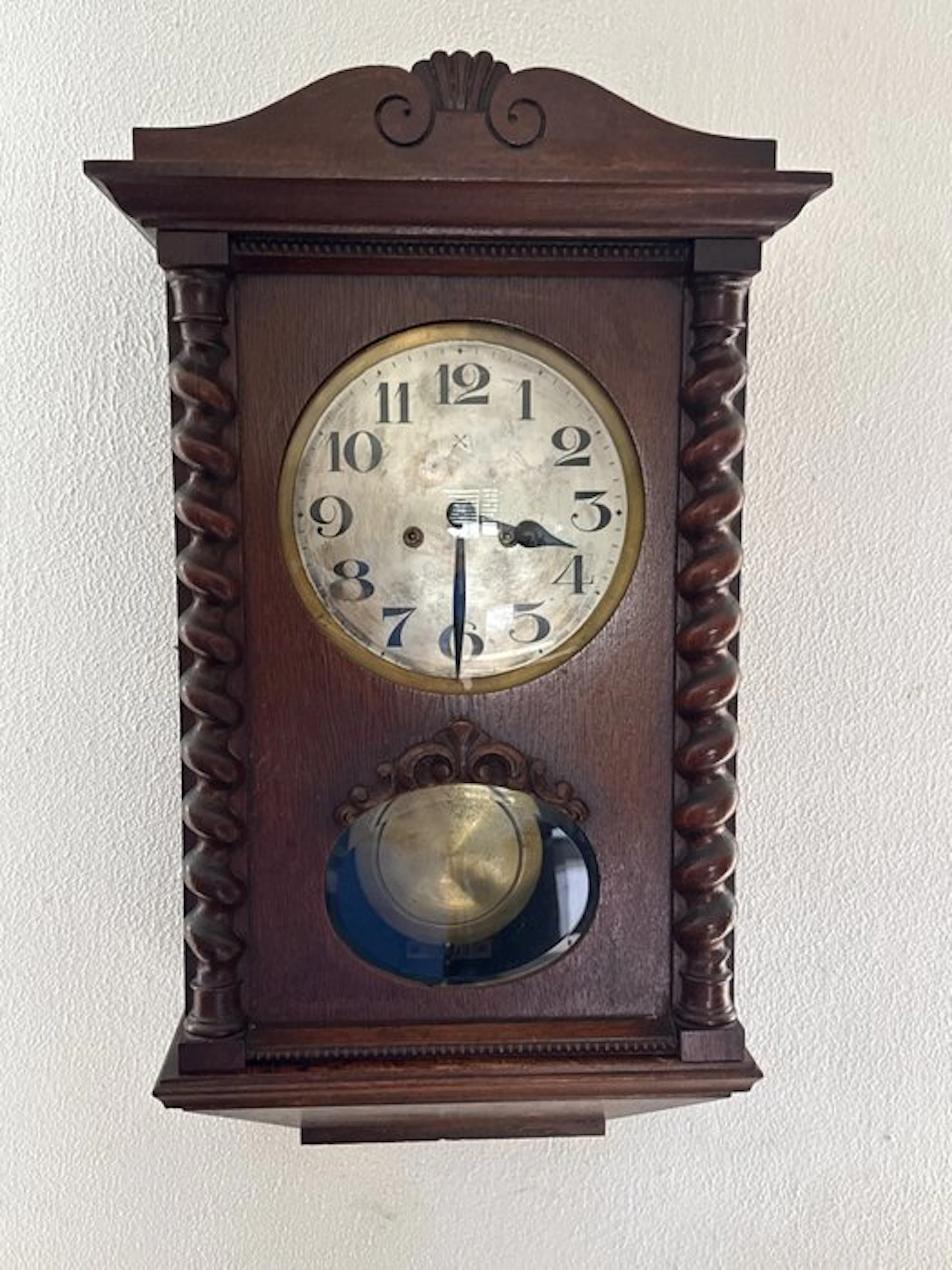 Wall clock - Antique Wood, Glass - 1910-1920