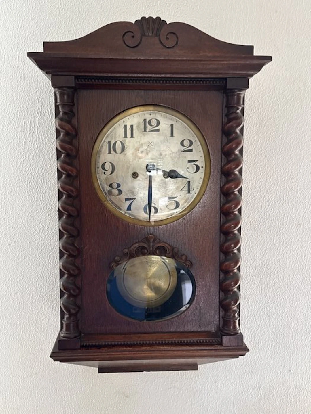 Wall clock - Antique Wood, Glass - 1910-1920