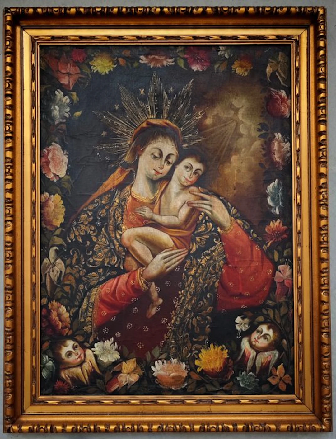 École de Cuzco (XVIII-XIX), Attributed to - Vierge à l’Enfant entourée