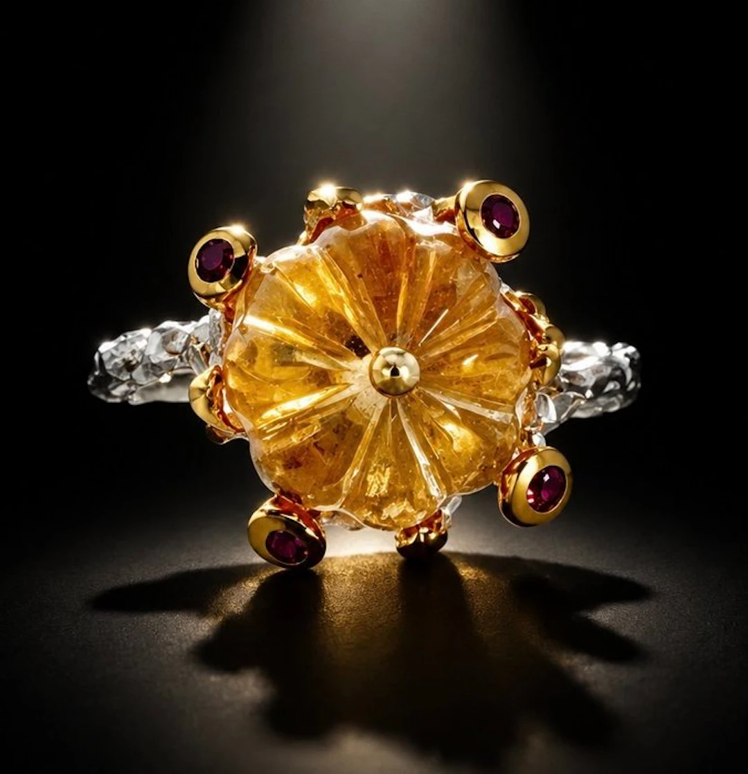 925 silver - citrine - rhodolite - Ring