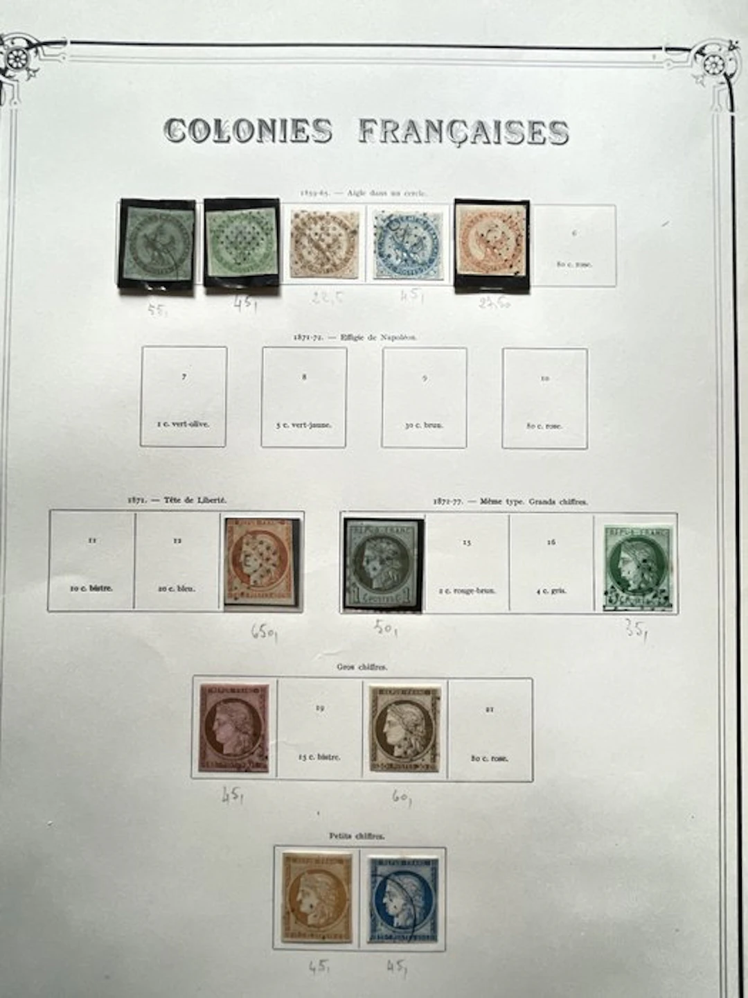 French Colony - émissions générales, superbe collection de timbres