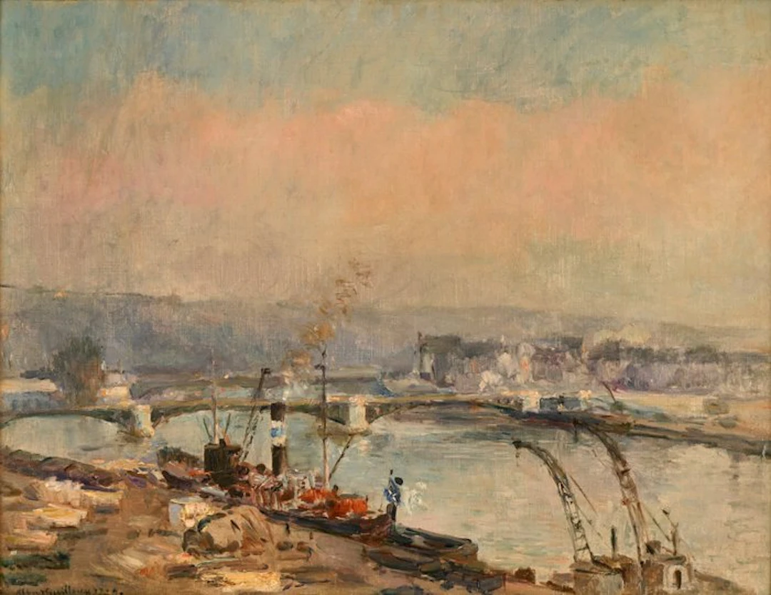 Albert Gaston Guilloux (1871 - 1952) - Animation sur la Seine à Rouen