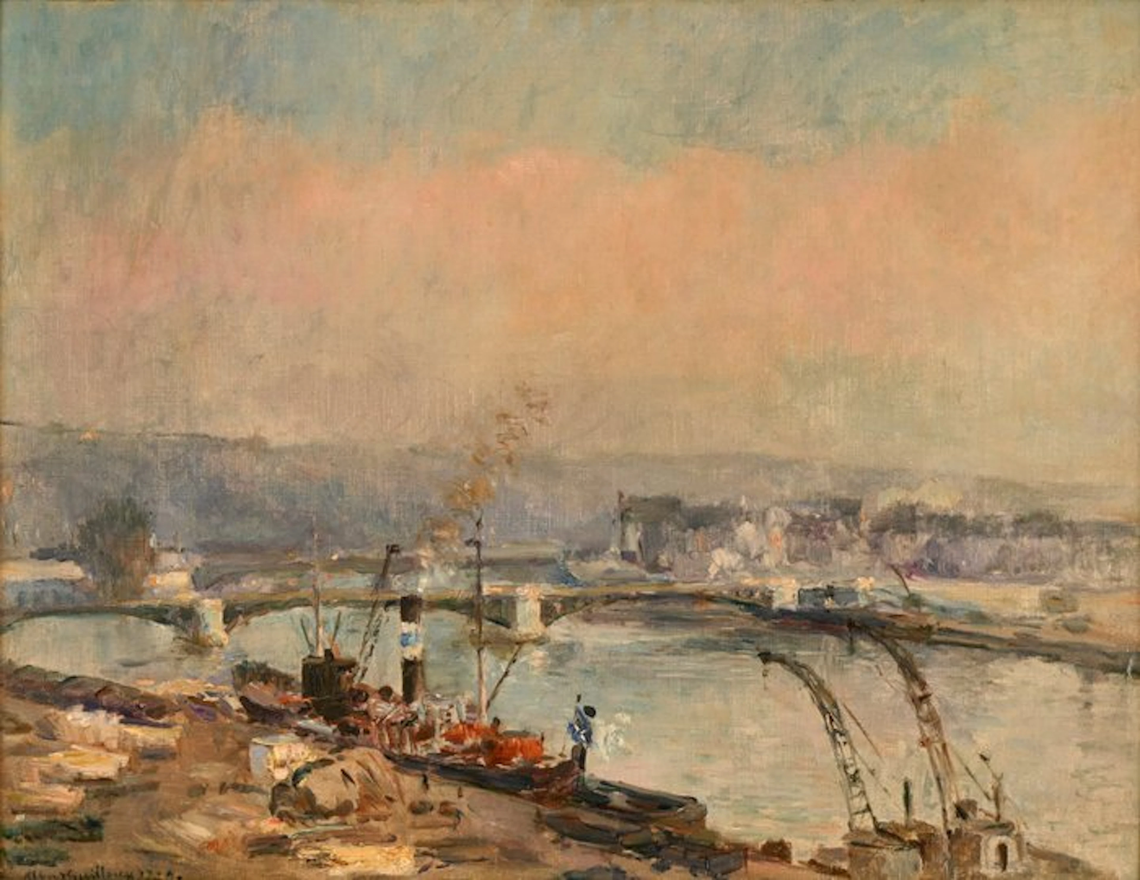 Albert Gaston Guilloux (1871 - 1952) - Animation sur la Seine à Rouen