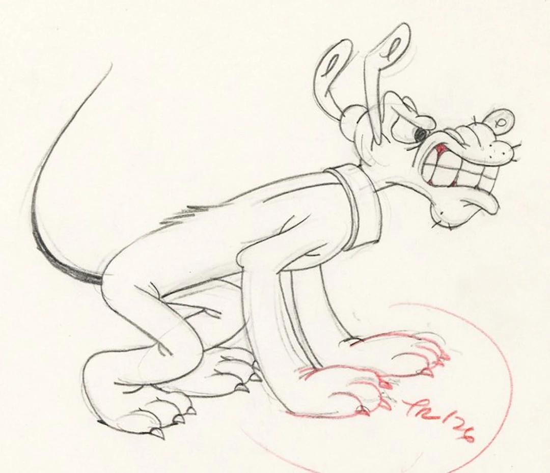 Walt Disney - Pluto Animation Drawing - Puss Café (1950)