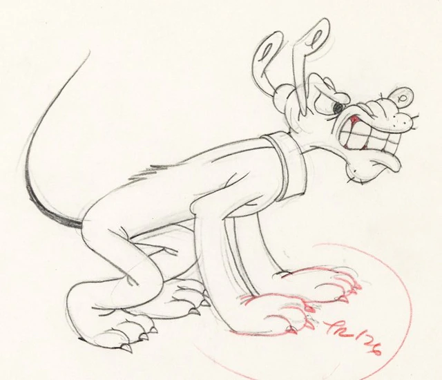 Walt Disney - Pluto Animation Drawing - Puss Café (1950)