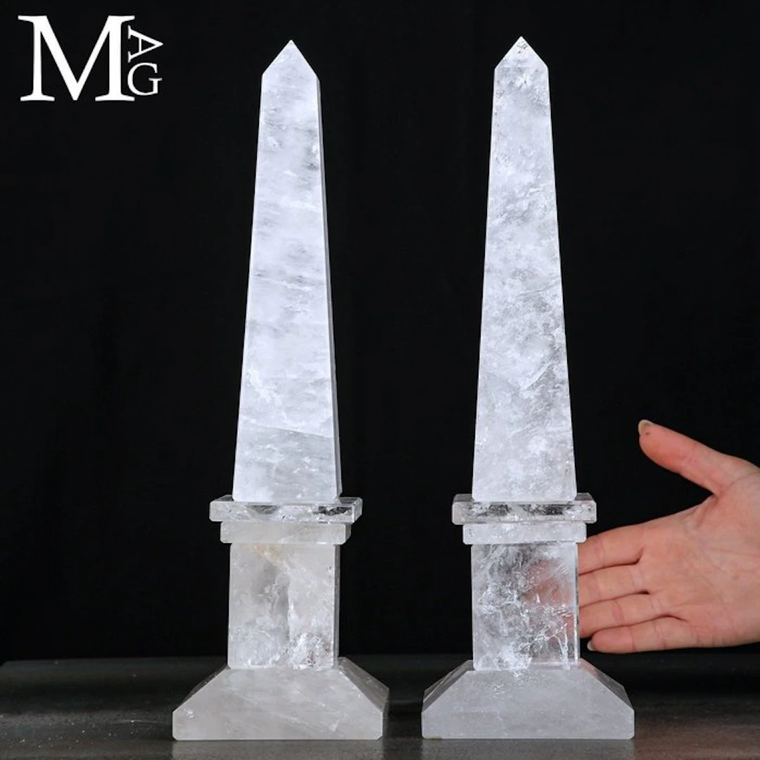 Pair of Natural Quartz Obelisks Natural clear quartz...