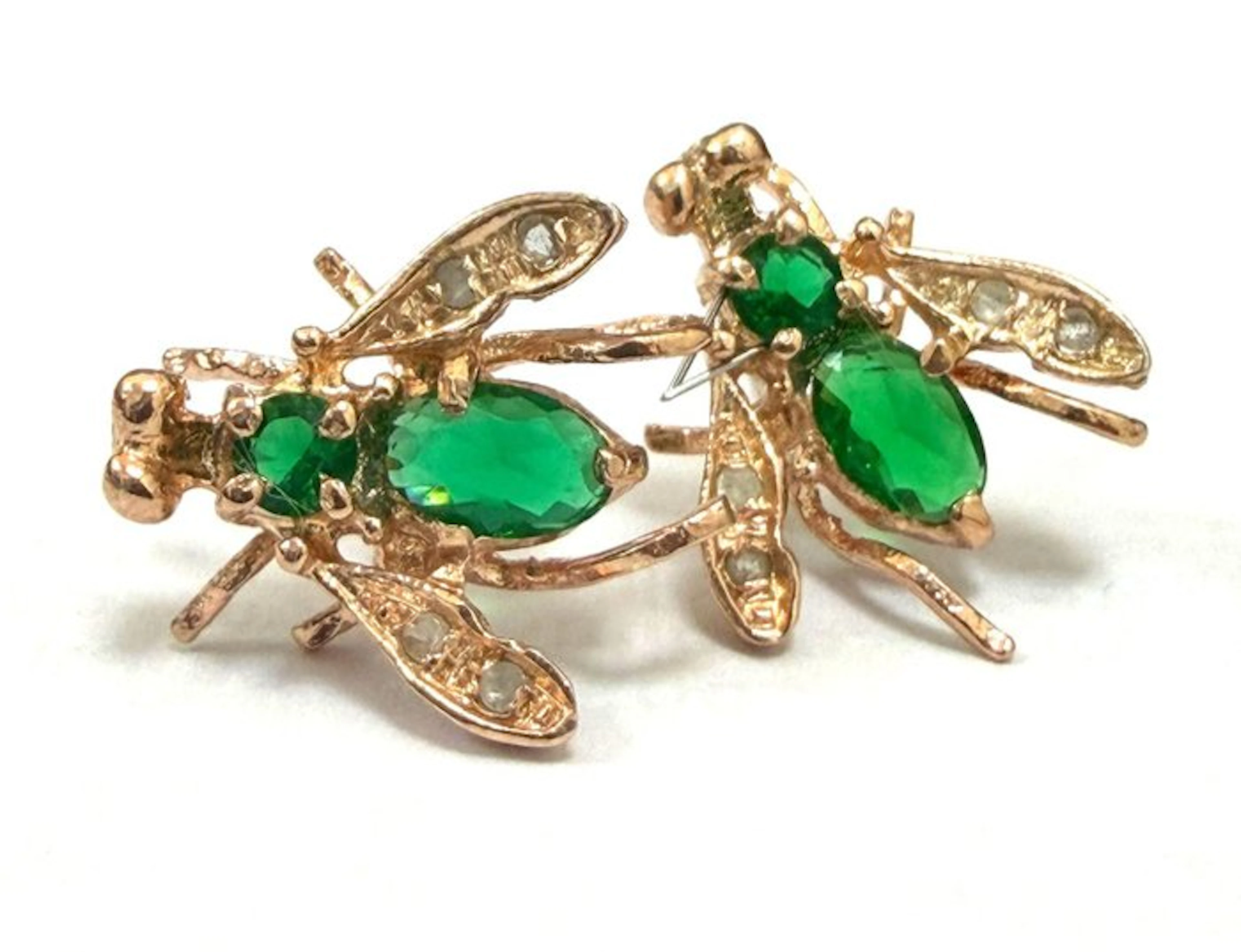 No reserve price - Earrings - 9 kt. Silver, Rose gold Spinel - Diamond
