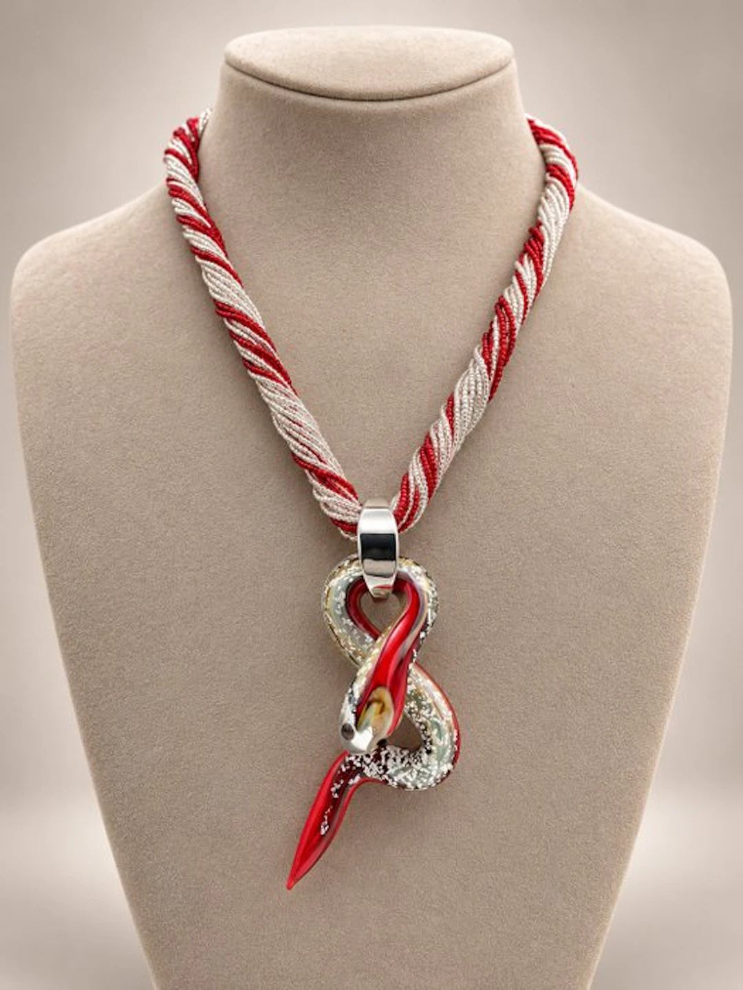 Murano glass, Silver - Necklace with pendant - calcedony Murano glass