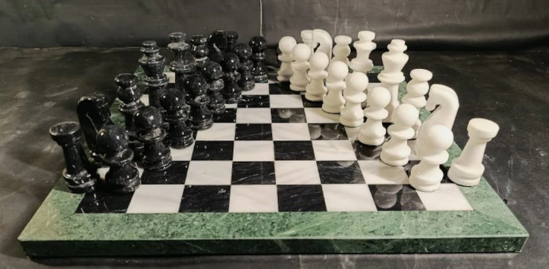 Chess set - Lujo - White Marble, Black Marble