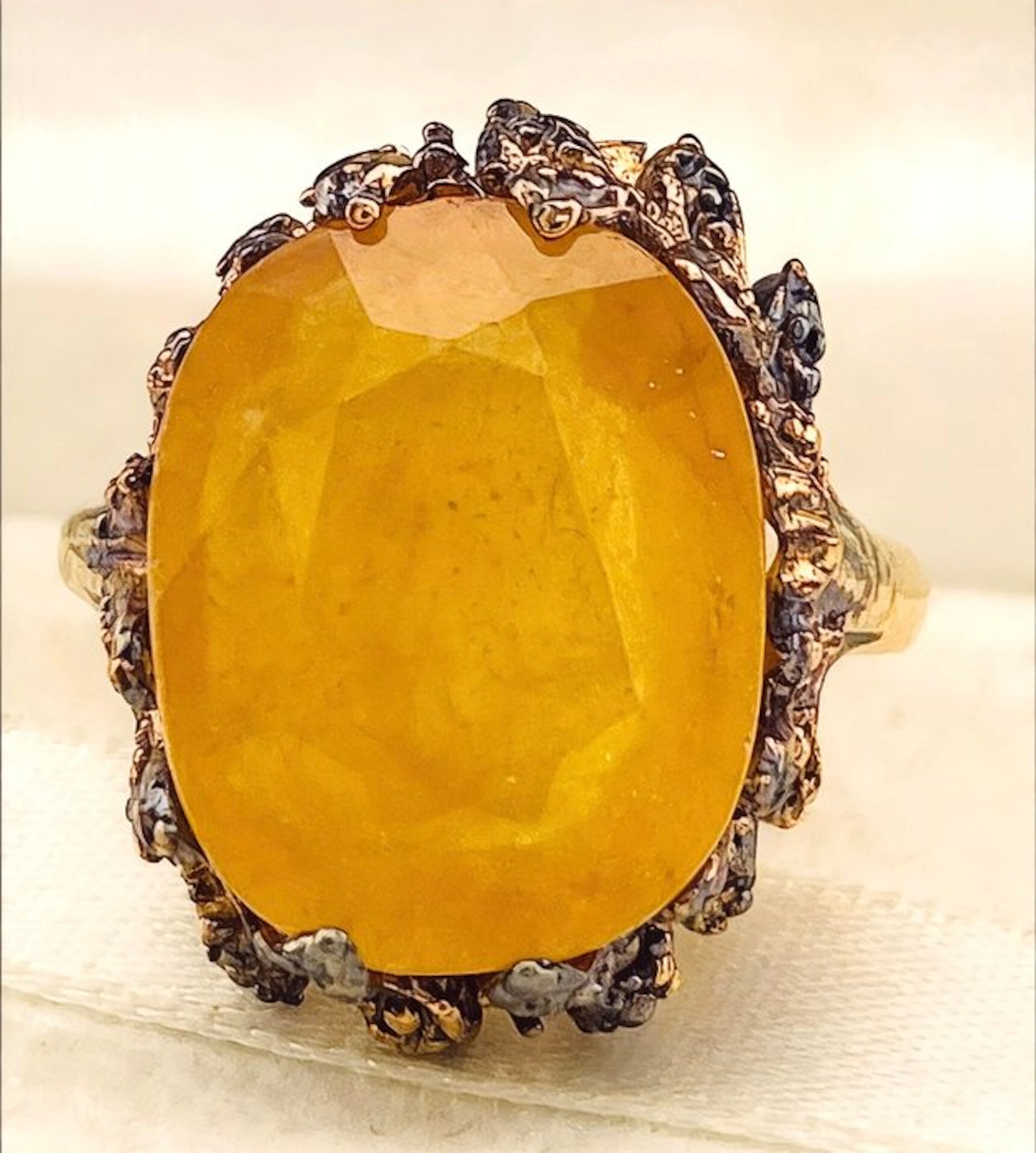 No reserve price - Ring - 9 kt. Yellow gold, Silver Sapphire