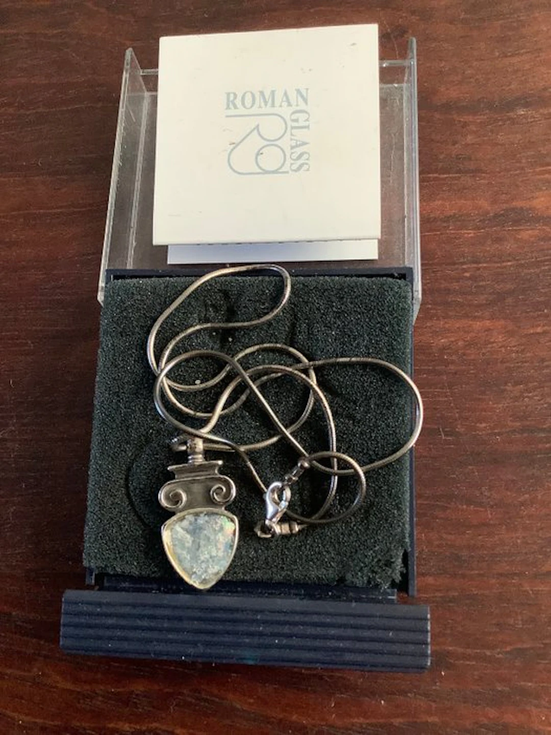No reserve price - Necklace Silver - Roman Glass 925 silver