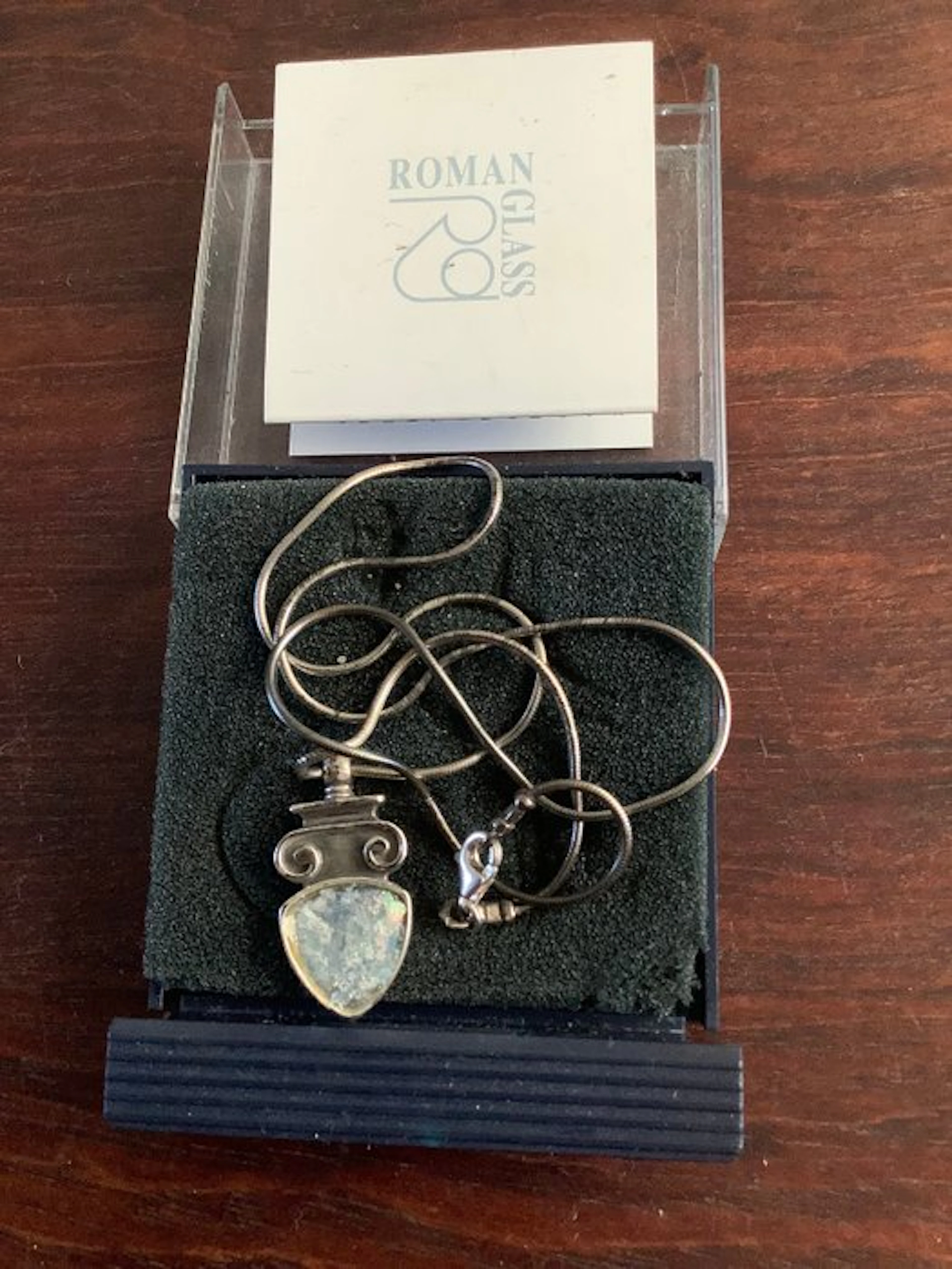 No reserve price - Necklace Silver - Roman Glass 925 silver