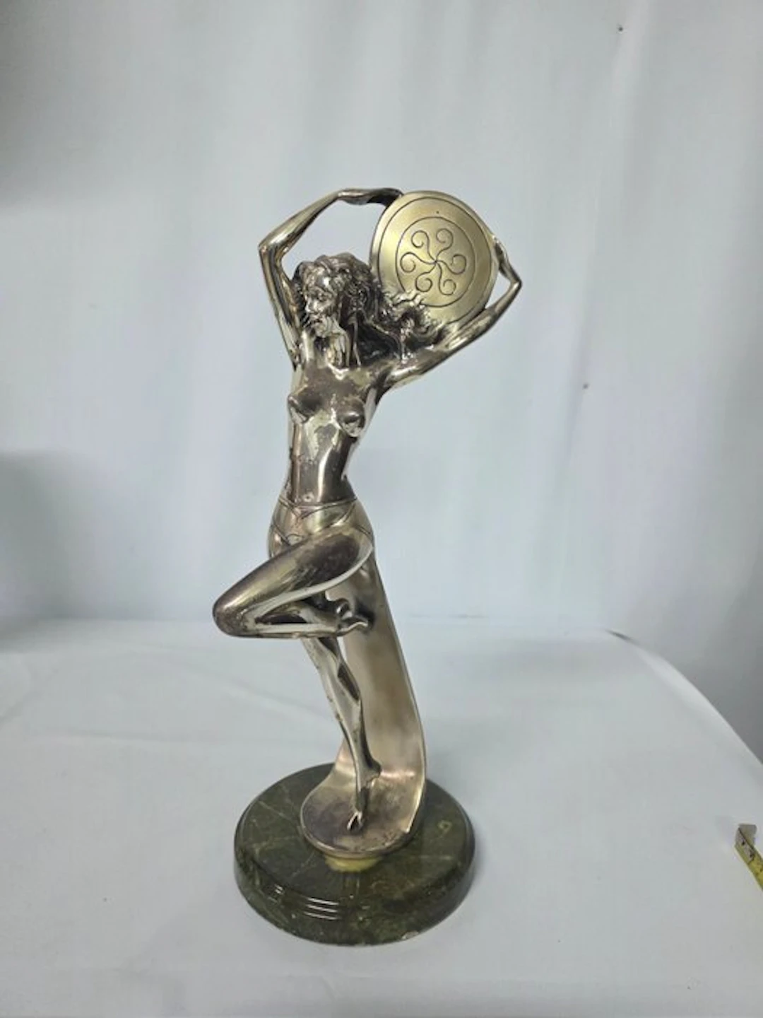Sculpture, Donna nuda art deco - 37 cm - Silverplated - 1970