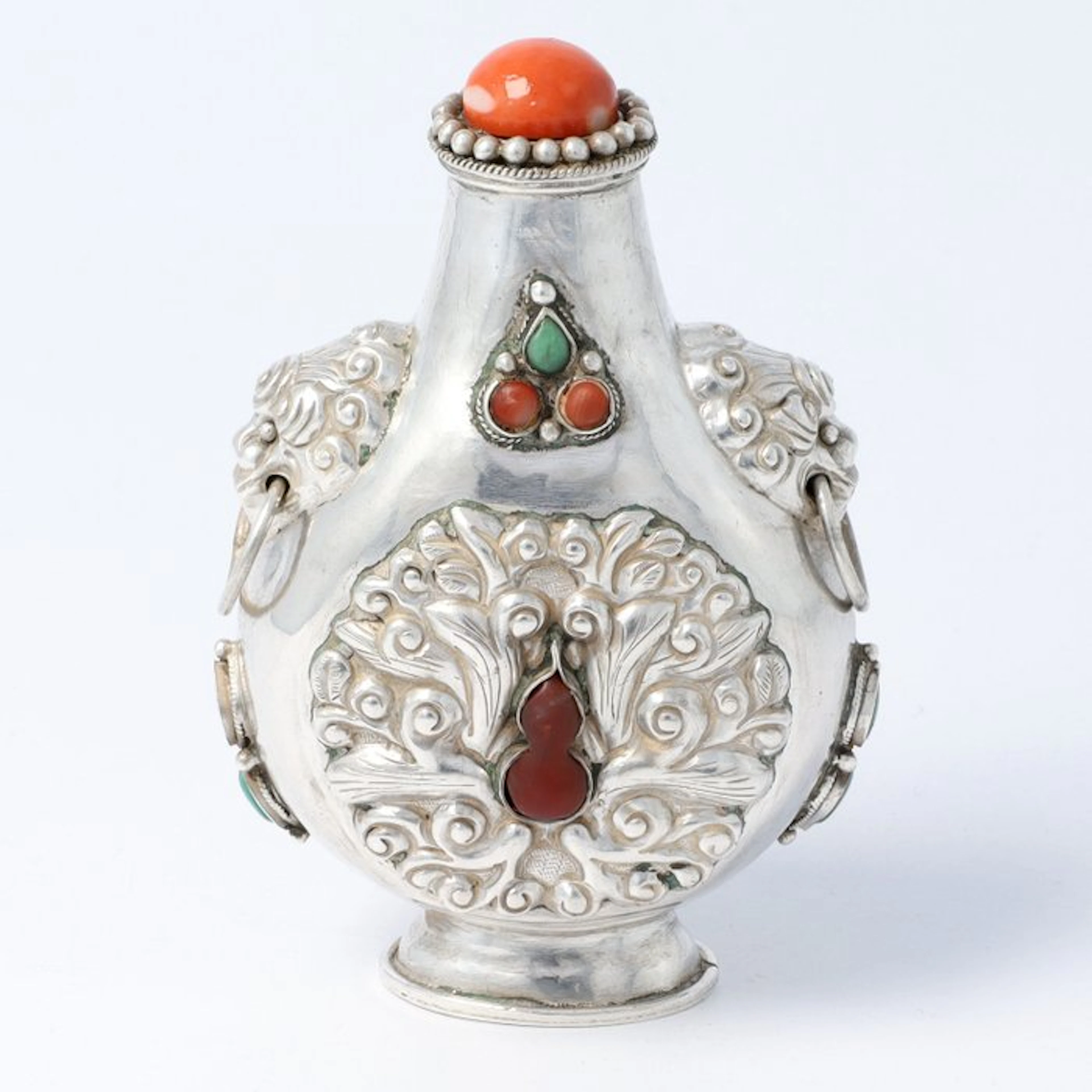 Tibet. Snuffbottle. - Snuff box - .980 silver