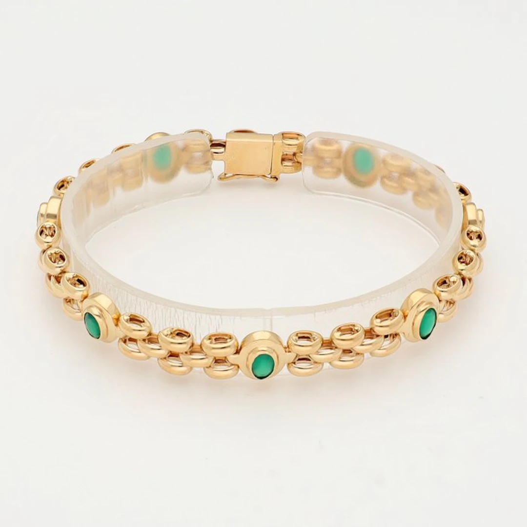 Bracelet - 18 kt. Yellow gold - Emerald