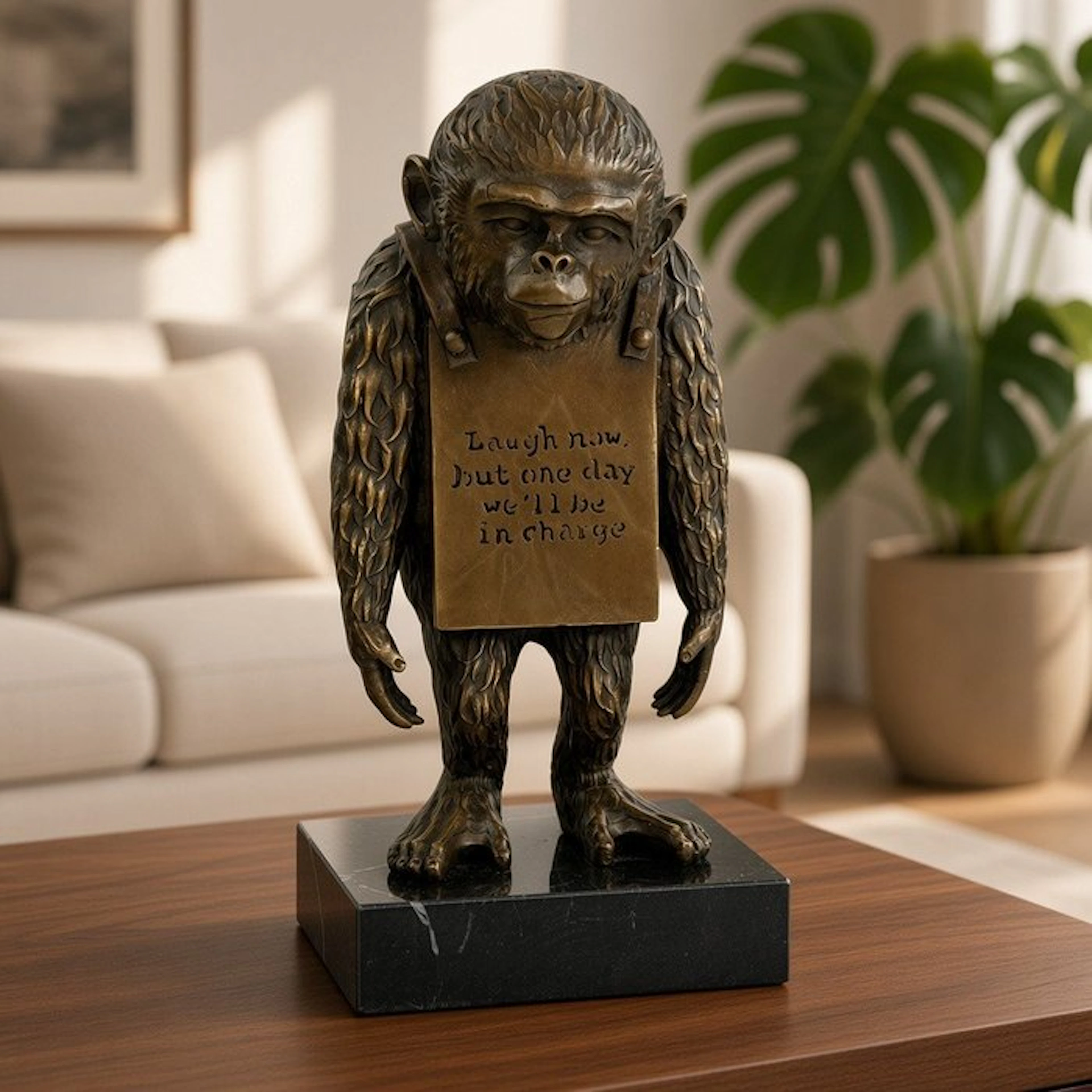 Banksy - after - Sculpture, Laugh Now - 27 cm - Bronze, Marble