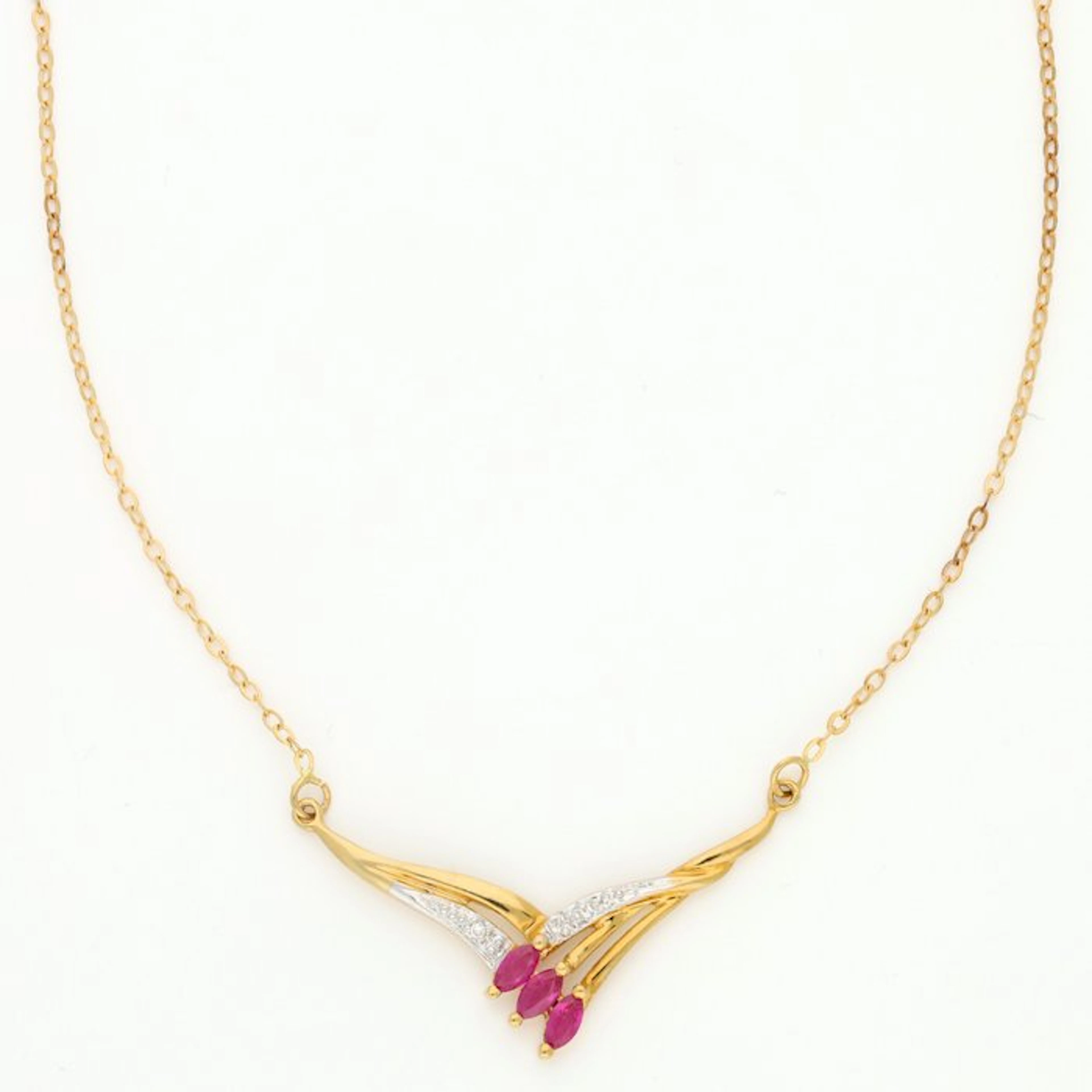Necklace - 18 kt. Yellow gold Diamond (Natural) - Ruby