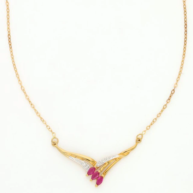 Necklace - 18 kt. Yellow gold Diamond (Natural) - Ruby