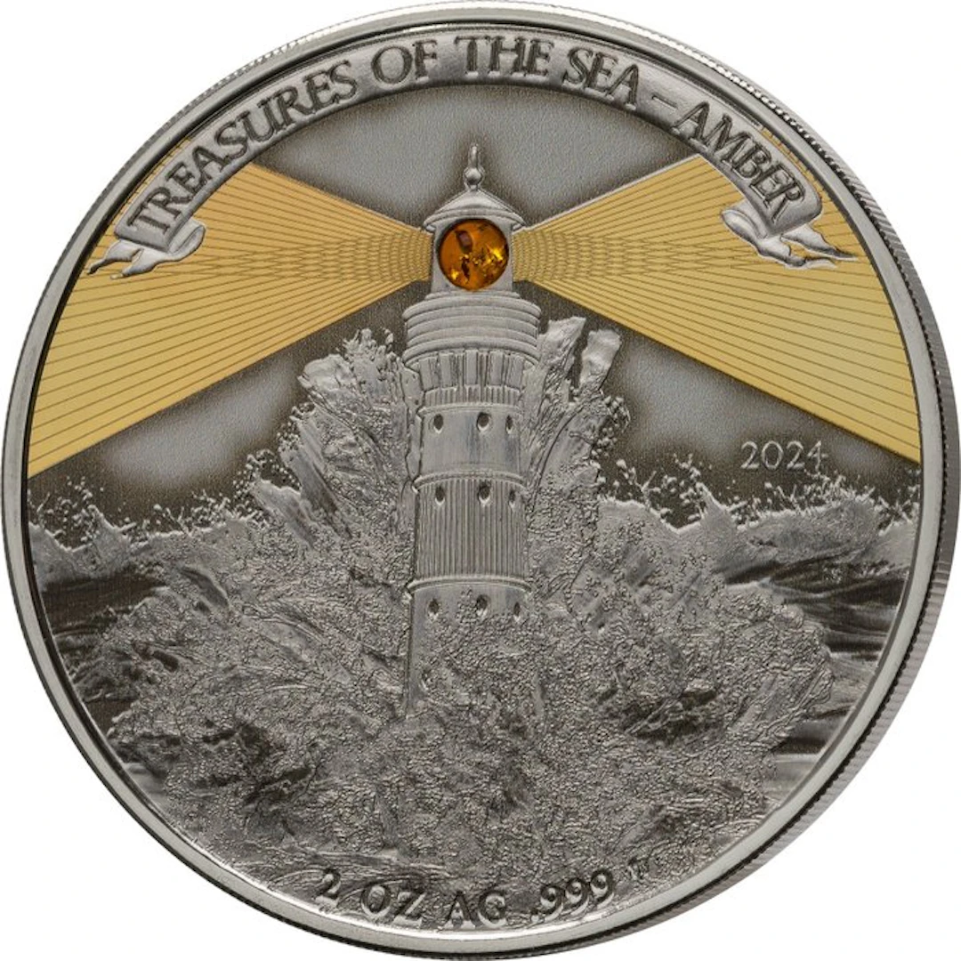 Liberia. 25 Dollars 2024 Treasures of the Sea - Amber 2 Oz, (999)