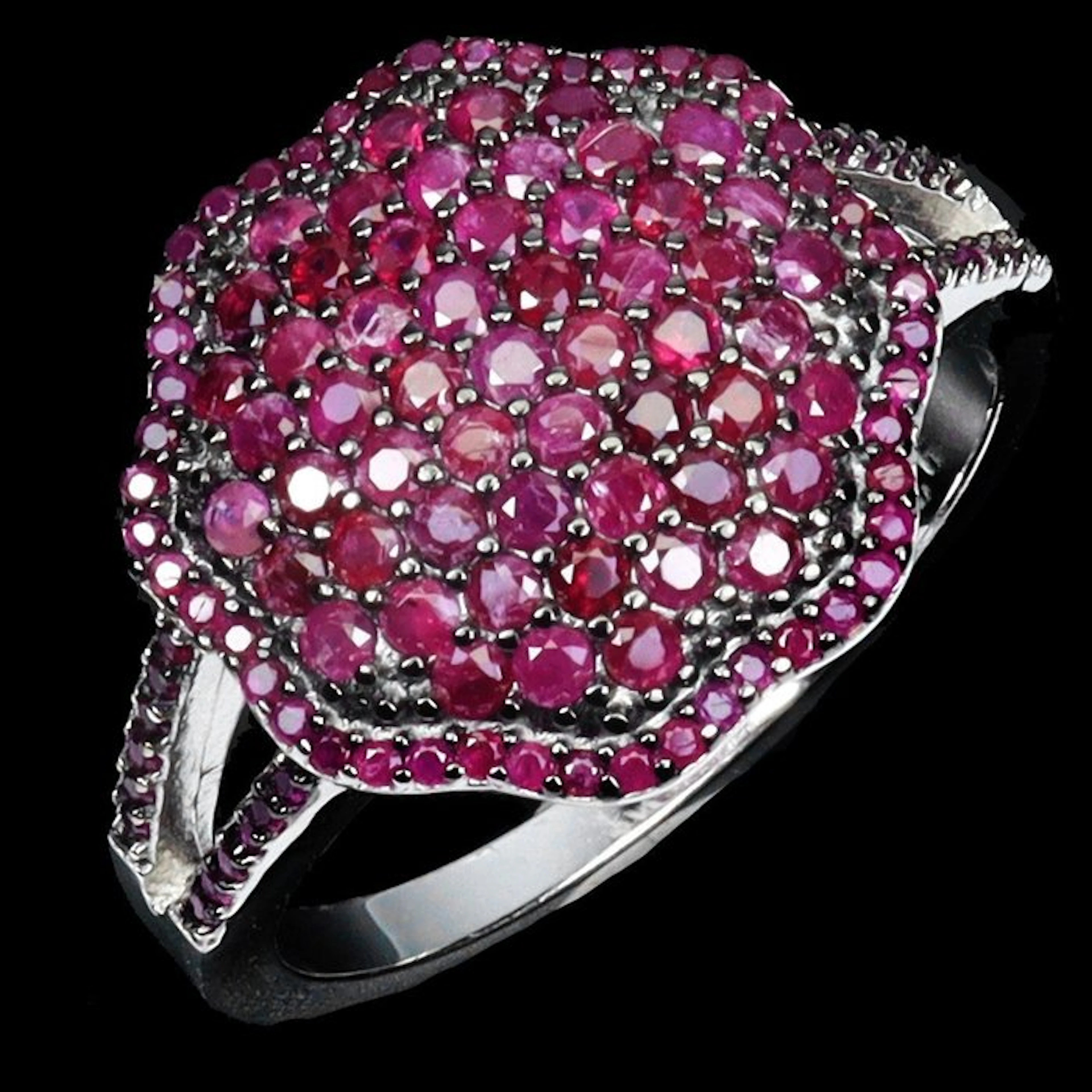 No reserve price - Ring 14K White Gold plated, 925 Silver - Ruby