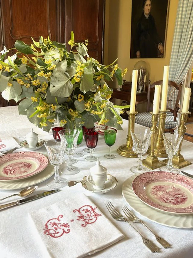 6 Early XXth Century damask linen napkins with C.D