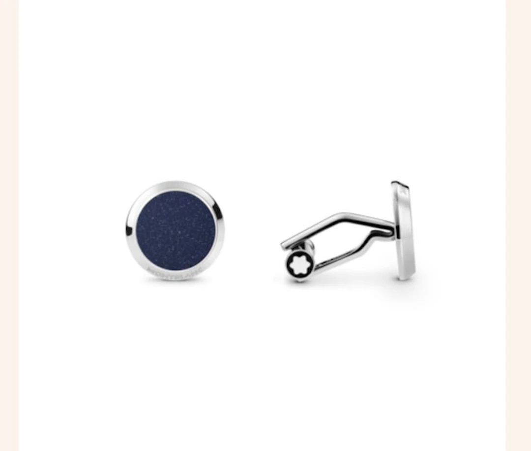 Montblanc - Steel - Cufflinks - #112906 blue goldstone
