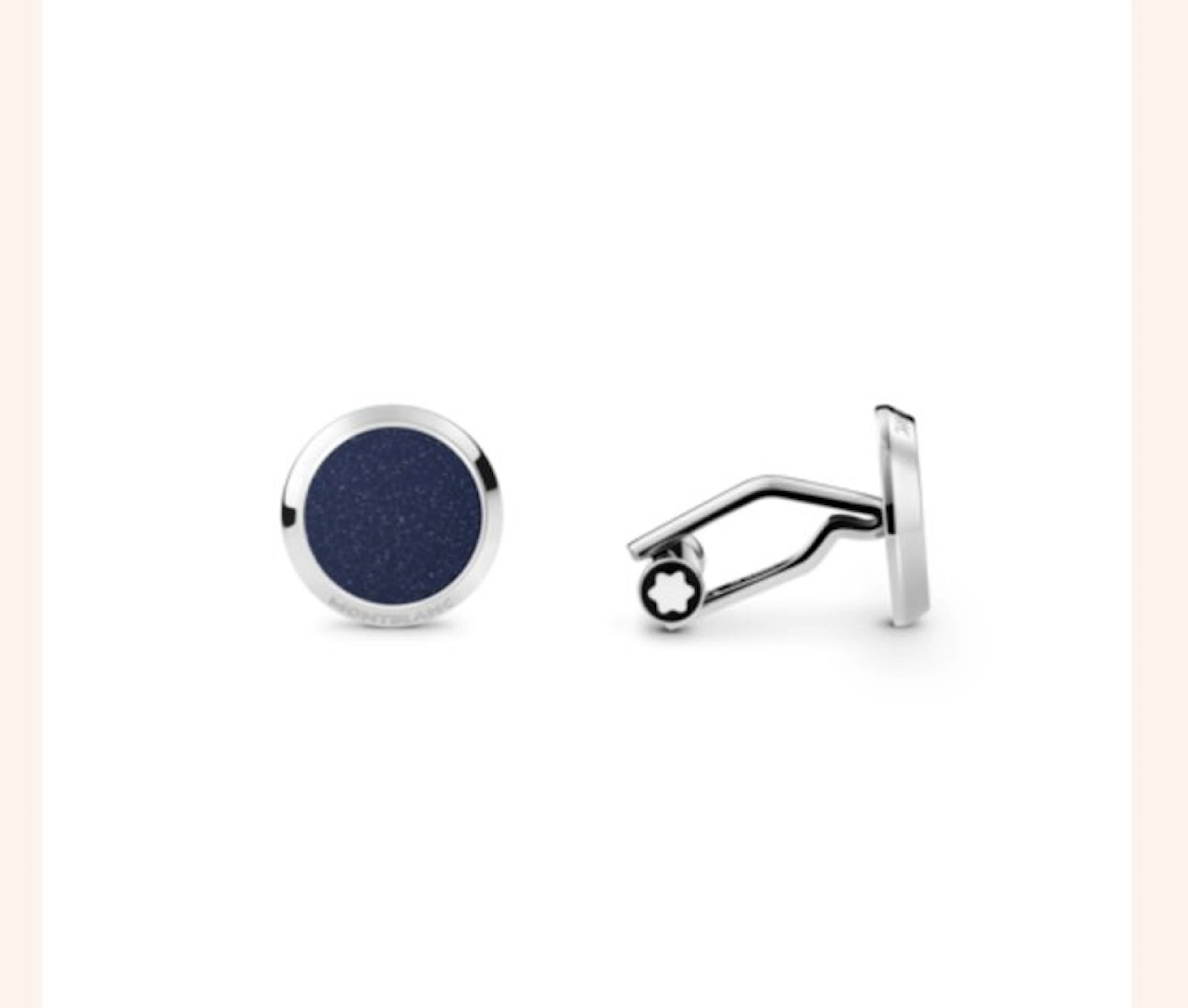 Montblanc - Steel - Cufflinks - #112906 blue goldstone