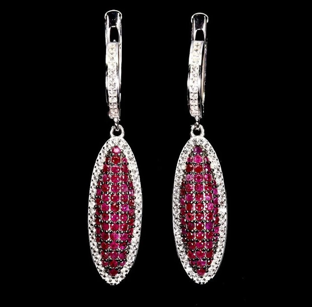 No reserve price - Earrings 14K White Gold Plated 925...