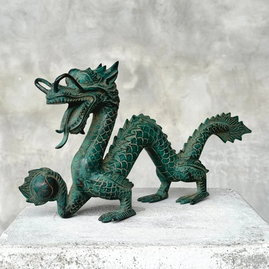Sculpture, NO RESERVE PRICE - Chinese Dragon Sculpture - 12 cm - Bronze