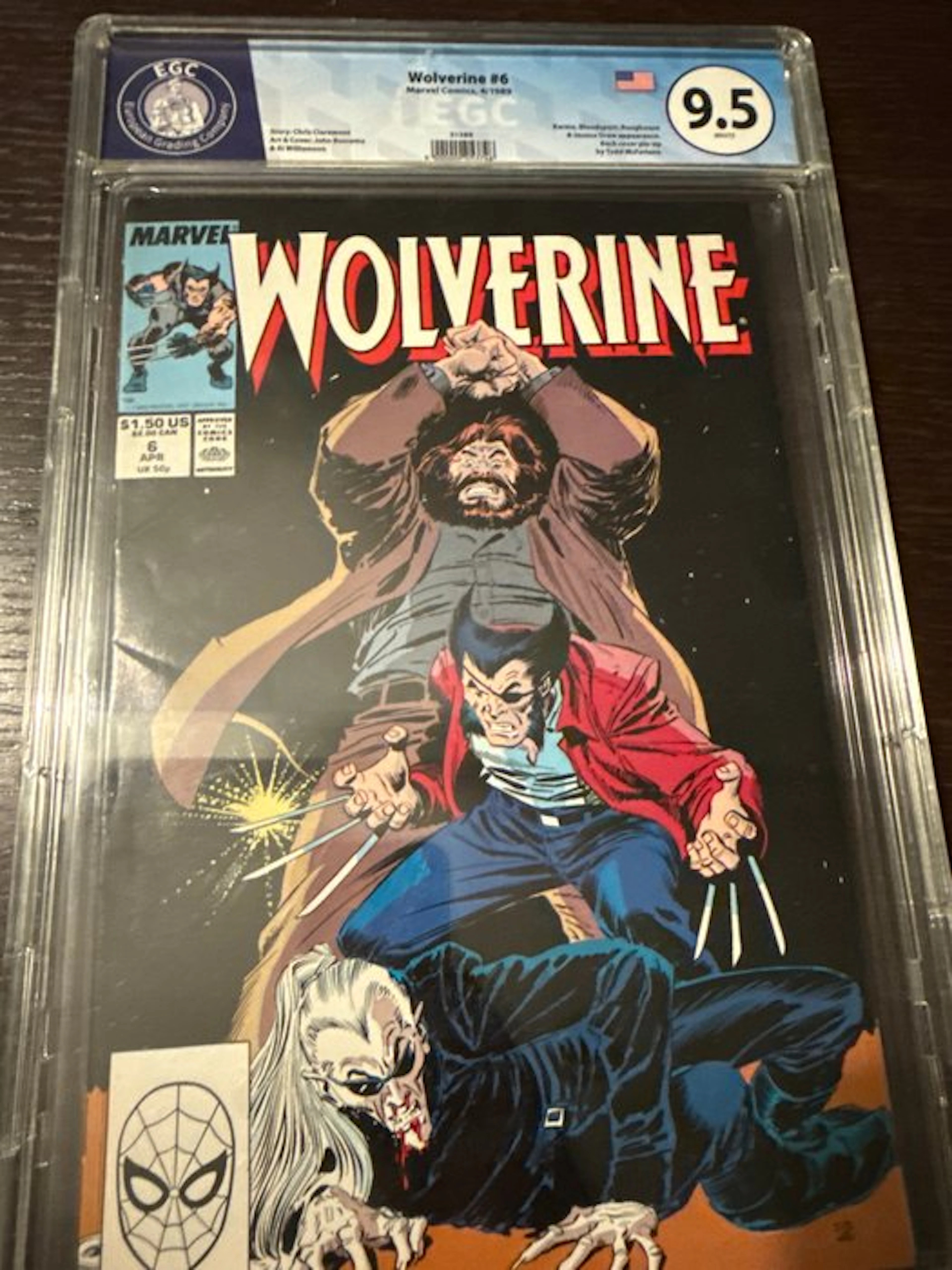 Wolverine #6 - EGC 9.5 - Roughouse! - Back cover pin-up...