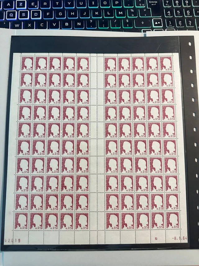 France 1960 - Superb & Rare Complete Sheets of Nos. 1263g and 1263h, New **