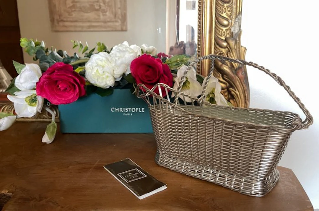 Christofle - Waiter - Basket for serving the new wine - silvered metal