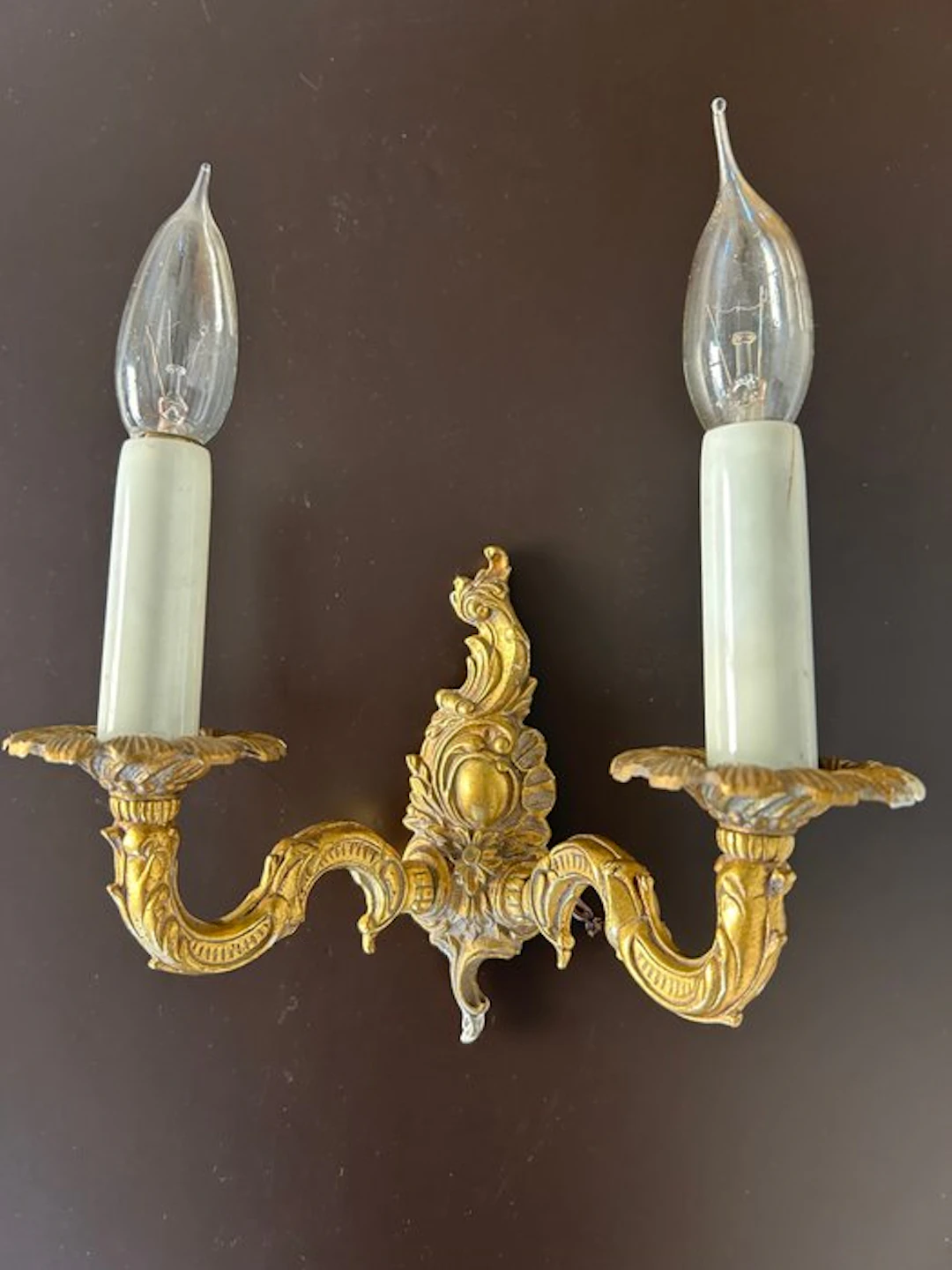 Candle wall light (2) - Gilt brass - Appliques